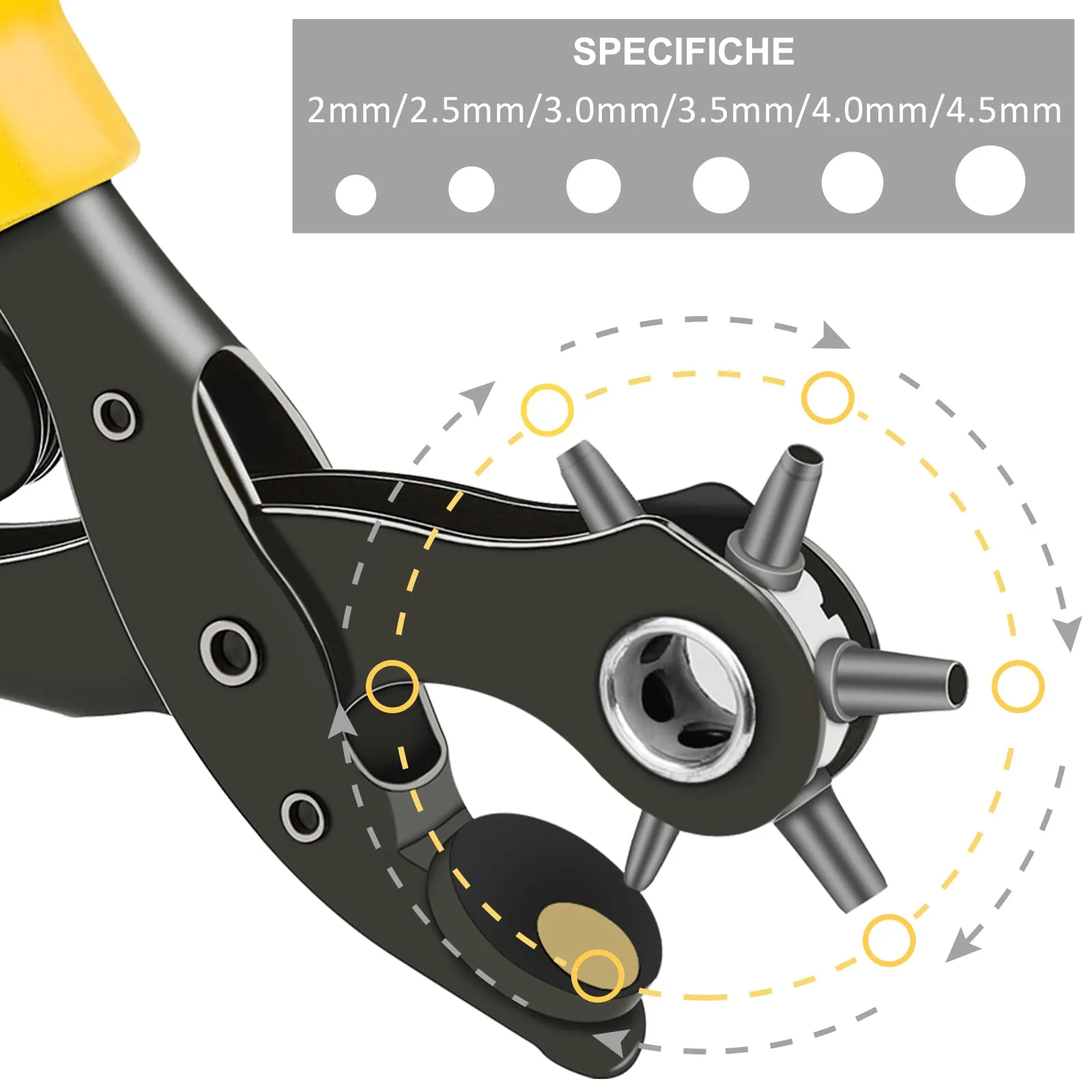 Diyife Pinza Fustellatrice, Set Completo 6 Misure, Giallo - immagine 2