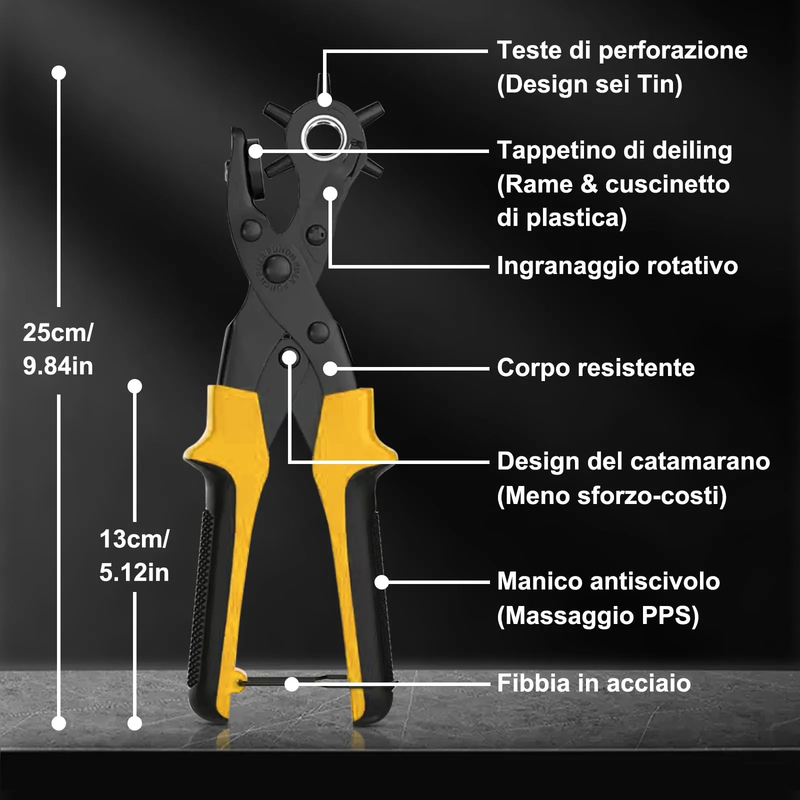 Diyife Pinza Fustellatrice, Set Completo 6 Misure, Giallo - immagine 5