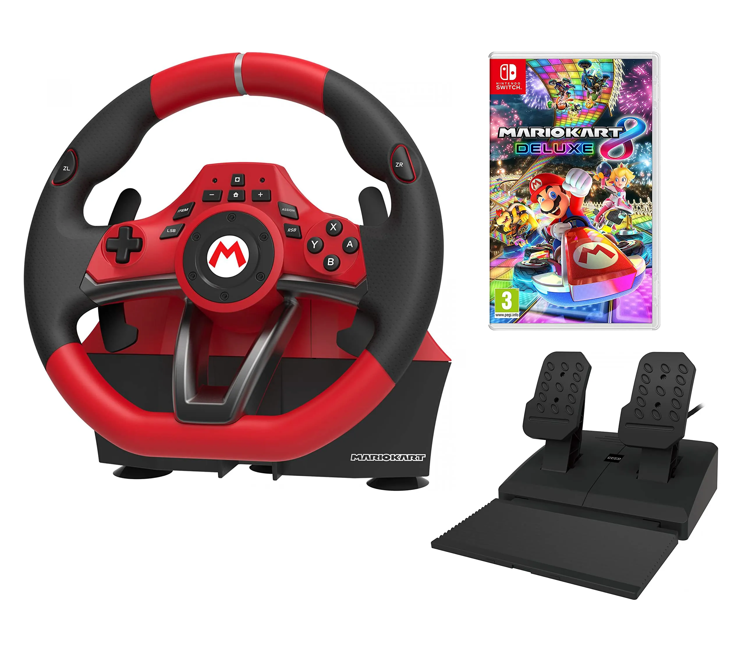 Nintendo Switch Volante e Pedali Pack Mario Kart 8 Deluxe (Licenza Ufficiale) Rosso - immagine 1