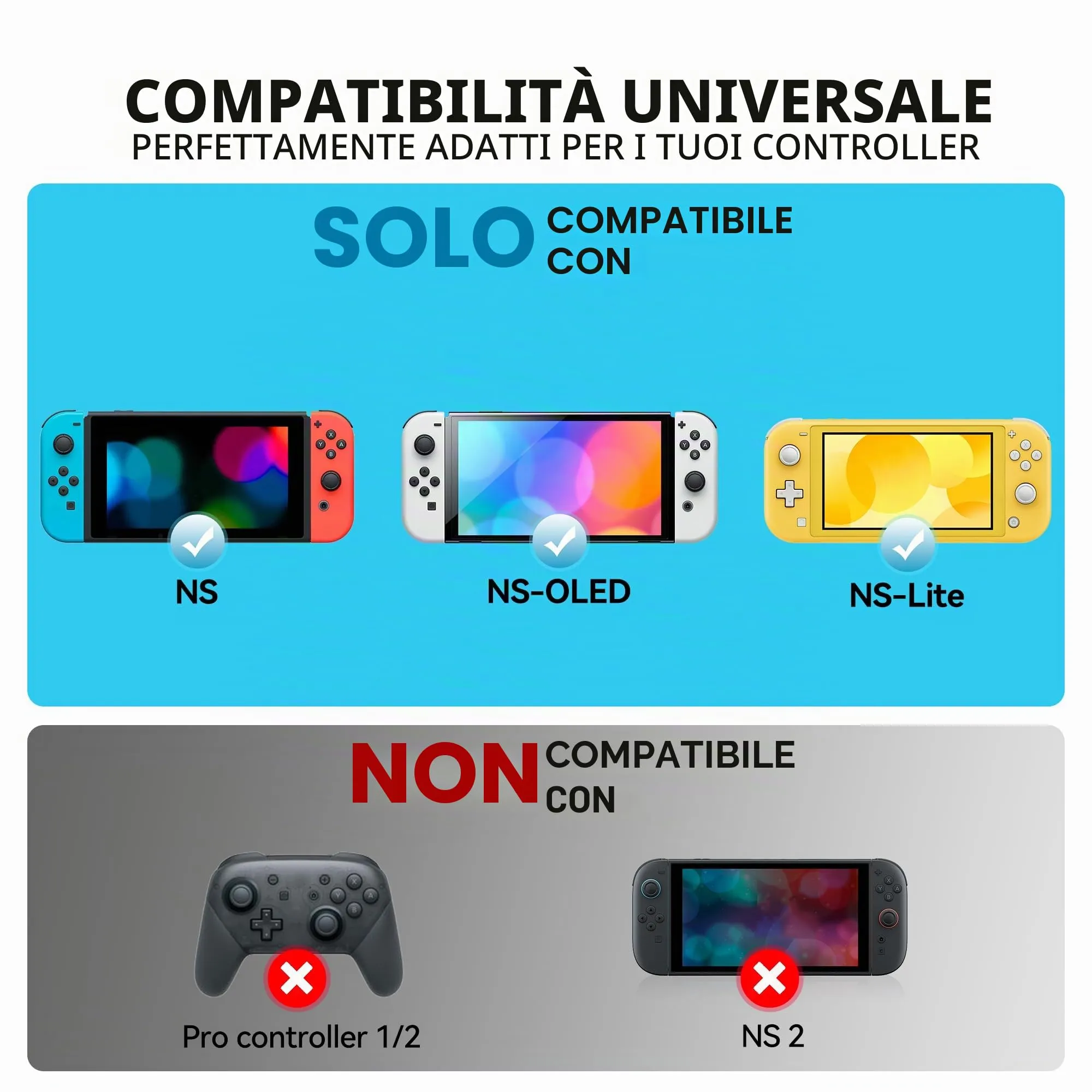 NEWDERY Tappi Joystick per Nintendo Switch, OLED e Lite, Nero, 10 Pezzi - immagine 2