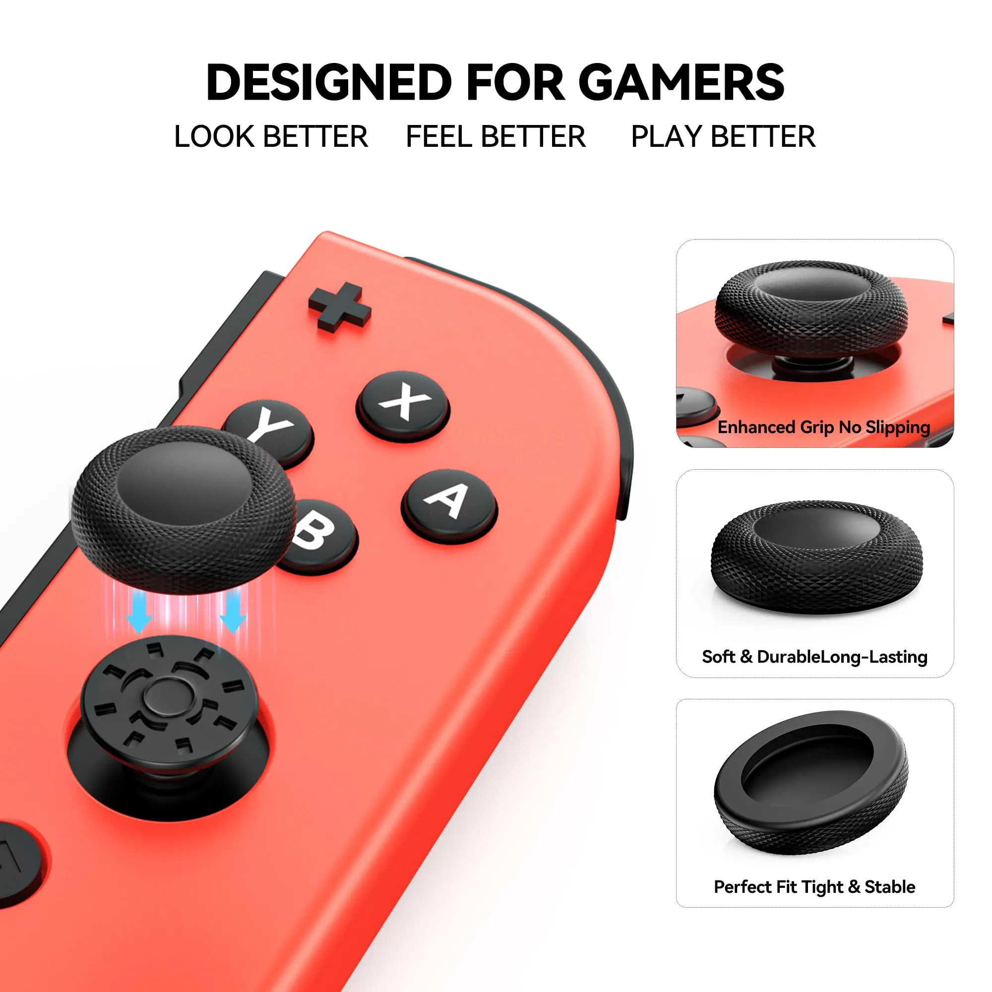 NEWDERY Tappi Joystick per Nintendo Switch, OLED e Lite, Nero, 10 Pezzi - immagine 3
