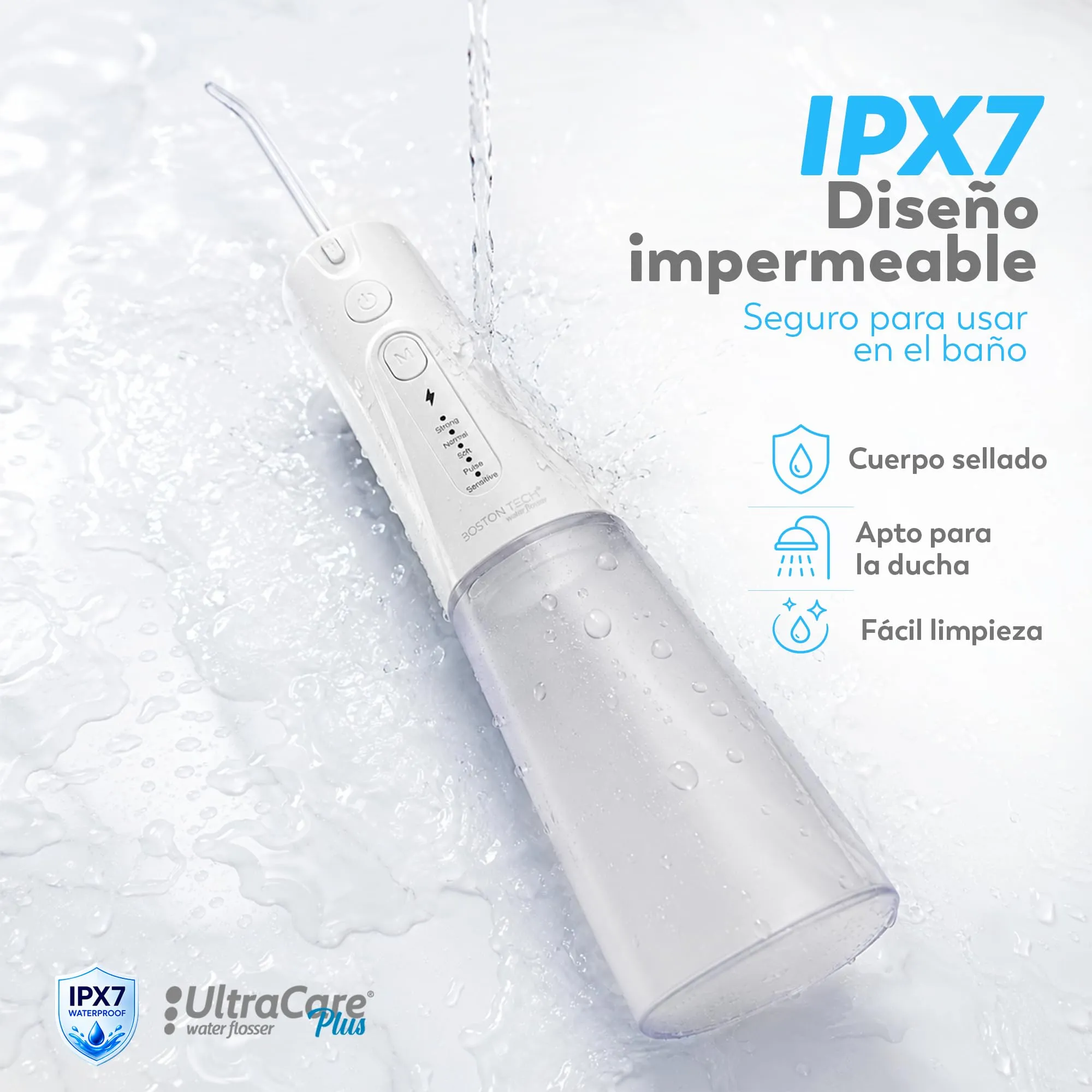 Boston Tech Aquapik UltraCare Irrigatore Orale Wireless, Idropulsore Dentale Portatile USB-C, 8 Ugelli, Serbatoio 300 ml, IPX7 - immagine 8