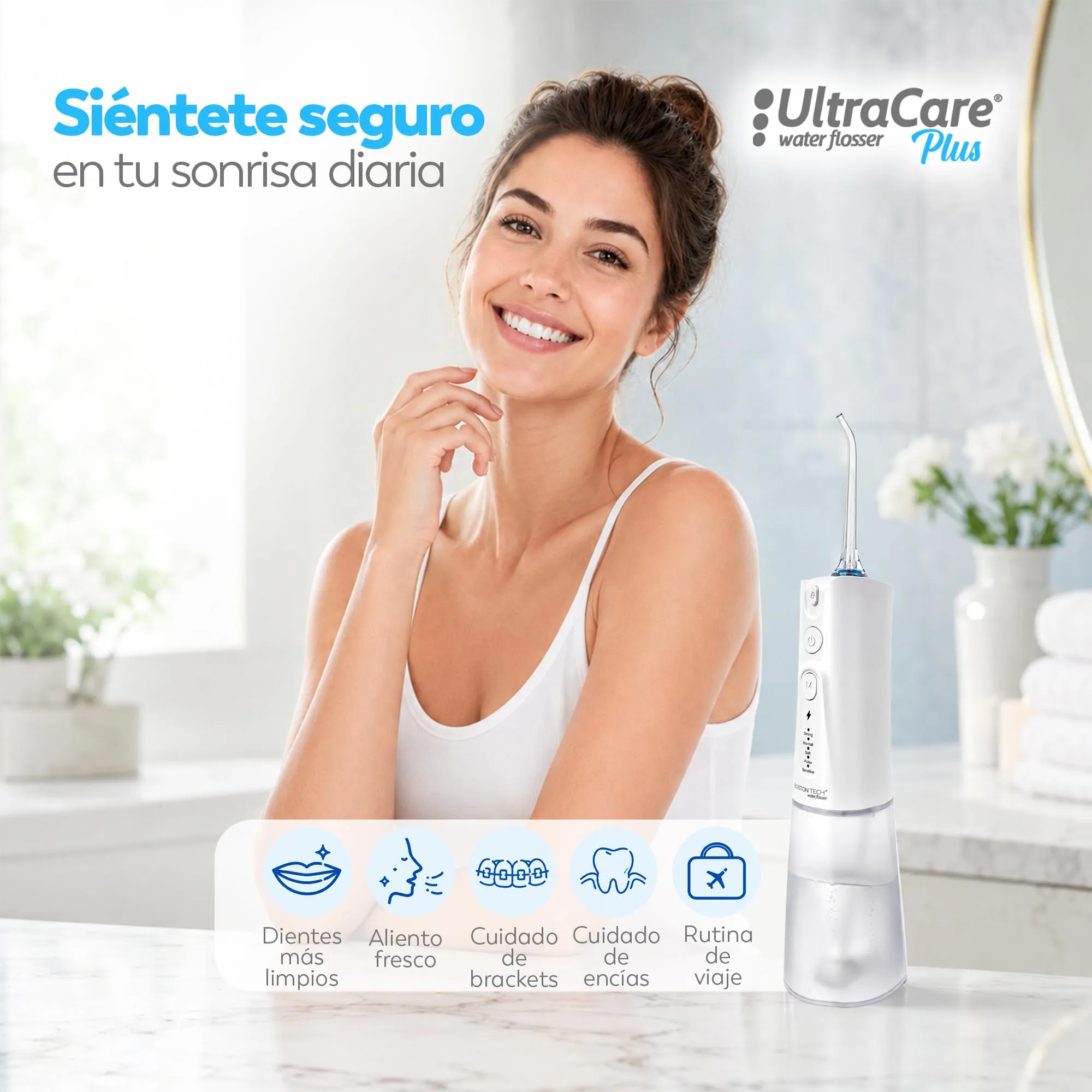 Boston Tech Aquapik UltraCare Irrigatore Orale Wireless, Idropulsore Dentale Portatile USB-C, 8 Ugelli, Serbatoio 300 ml, IPX7 - immagine 9