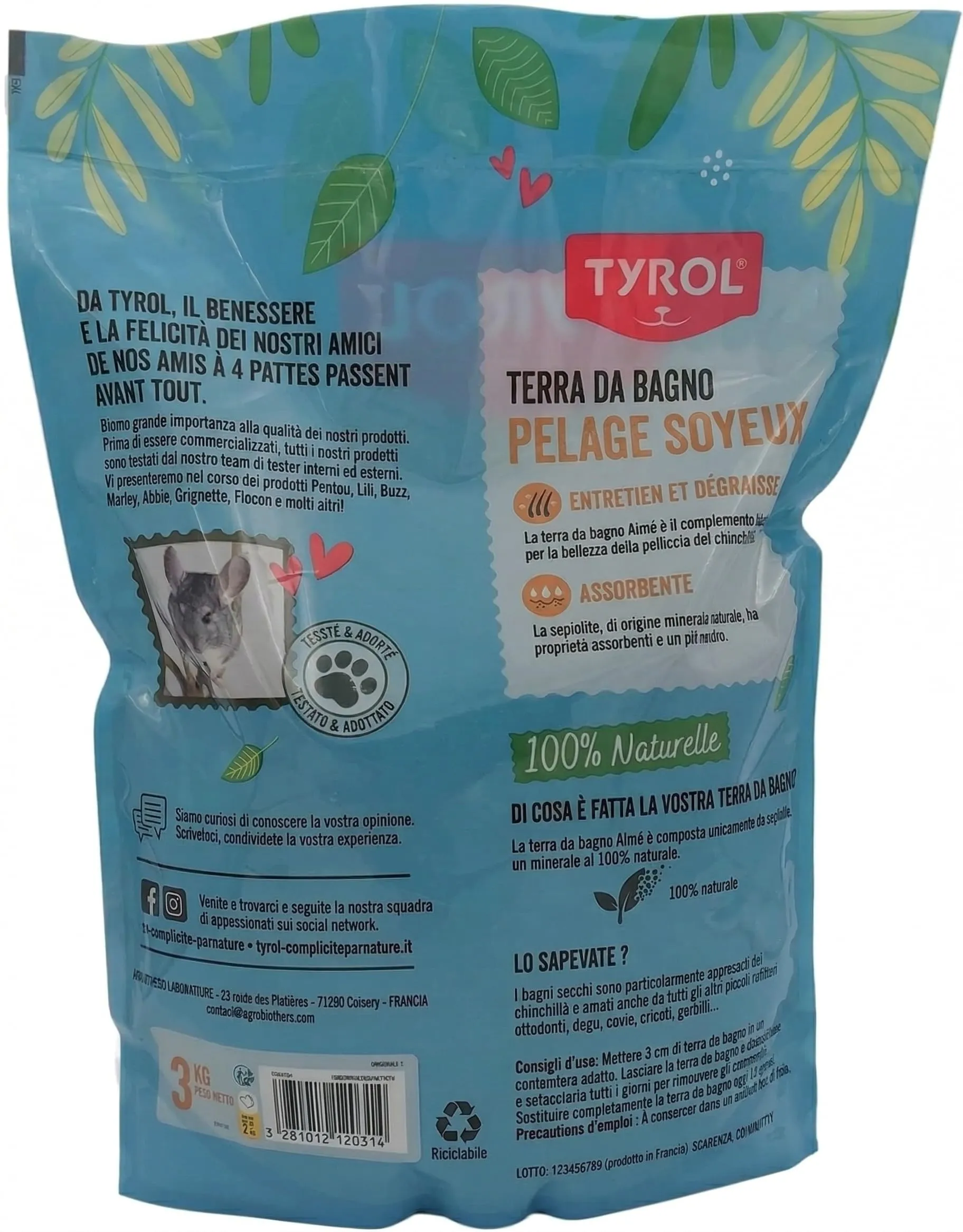 Tyrol Terra da Bagno per Cincillà e Piccoli Roditori, 3 kg - immagine 2