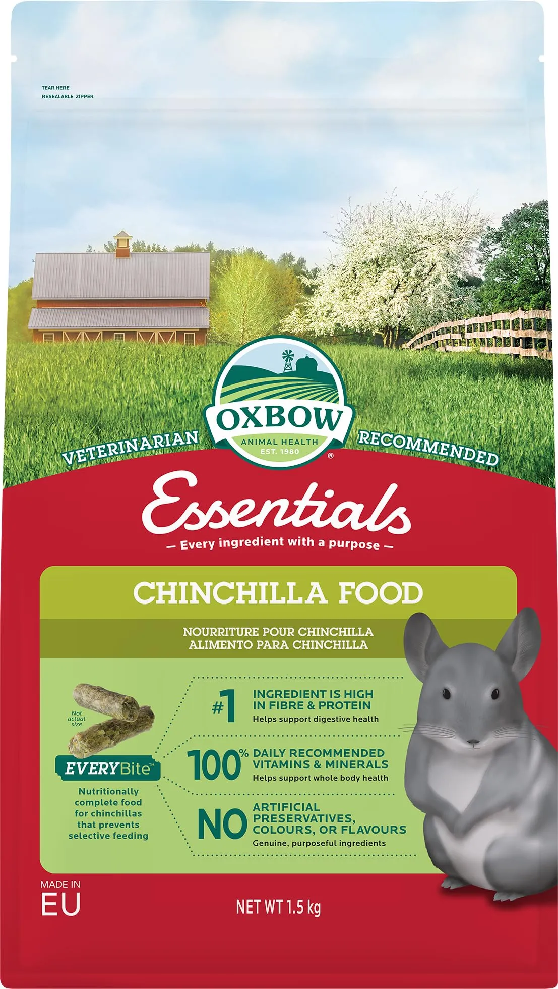 Oxbow Essentials Cibo per cincillà, 1,5 kg - immagine 1