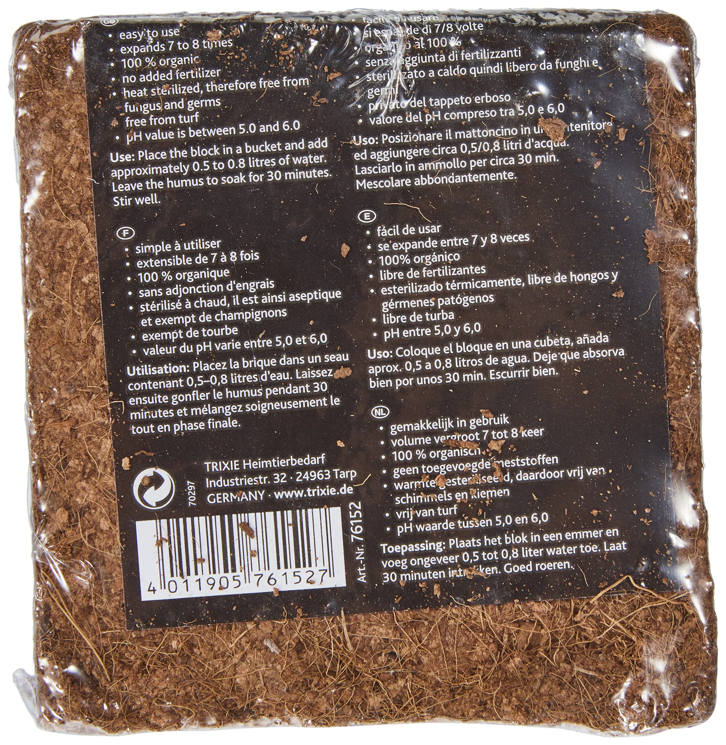 Trixie 76152 Coconut Fiber Humus Substrate, Pressed, 2 l - immagine 5