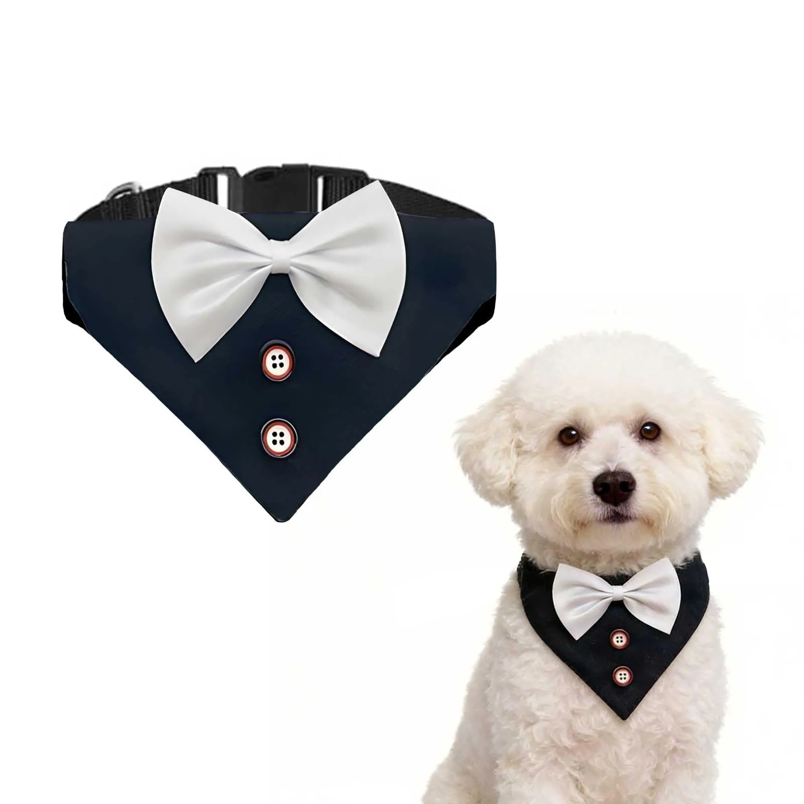 ARYIMYDP Bandana per Cani stile Smoking con Papillon, Cotone Regolabile per Cani Piccoli e Medi - immagine 1