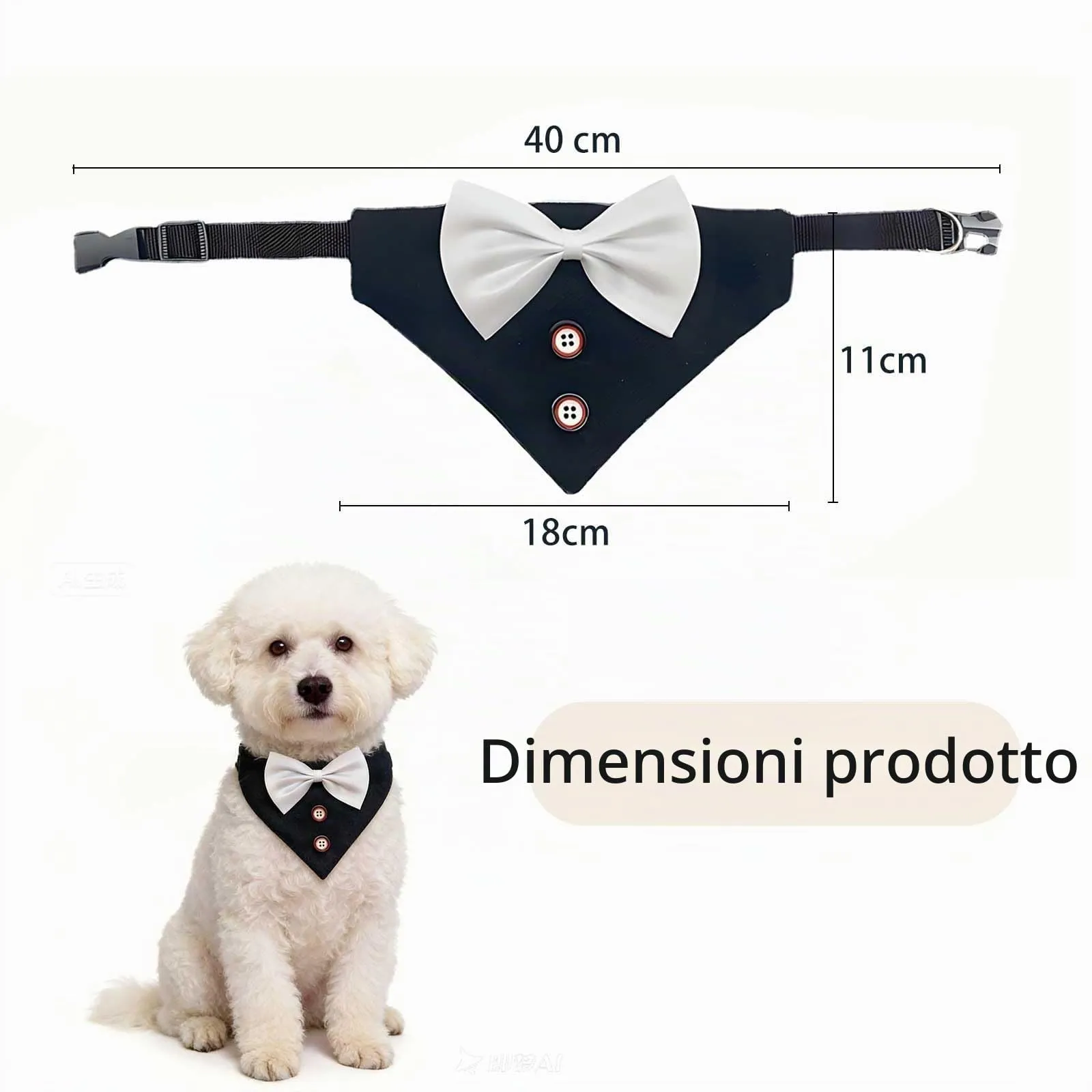 ARYIMYDP Bandana per Cani stile Smoking con Papillon, Cotone Regolabile per Cani Piccoli e Medi - immagine 2