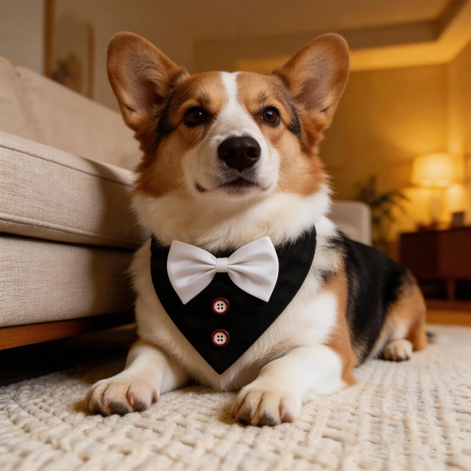 ARYIMYDP Bandana per Cani stile Smoking con Papillon, Cotone Regolabile per Cani Piccoli e Medi - immagine 4