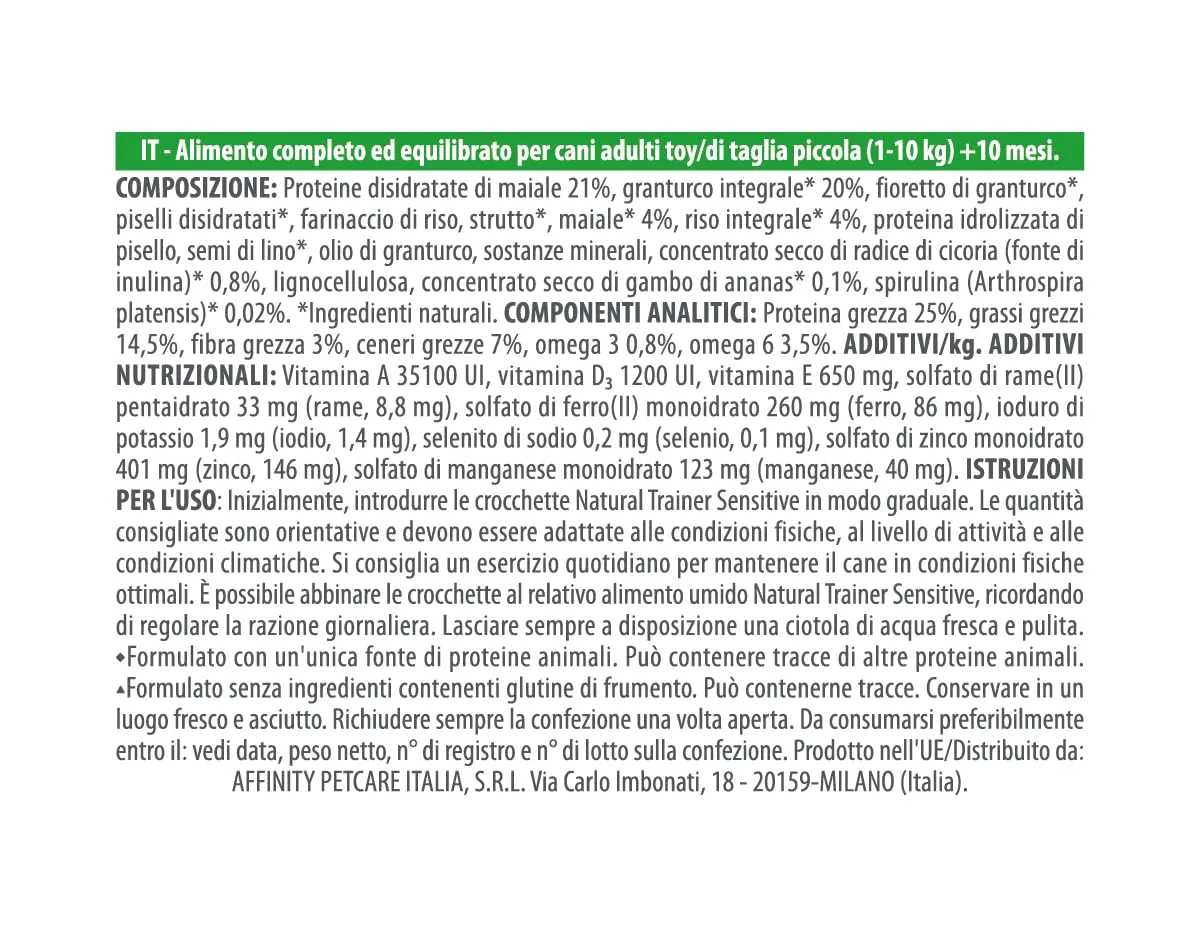 Trainer Natural Sensitive No Gluten Dog Food for Small & Toy Adults with Pork, 7kg - immagine 4