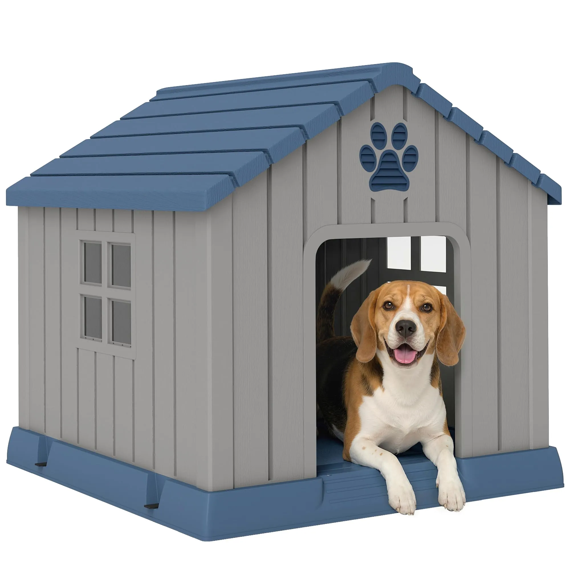 PawHut Cuccia per Cani Taglia Media da Esterno in Plastica, 85x79x82 cm, Grigio - immagine 1