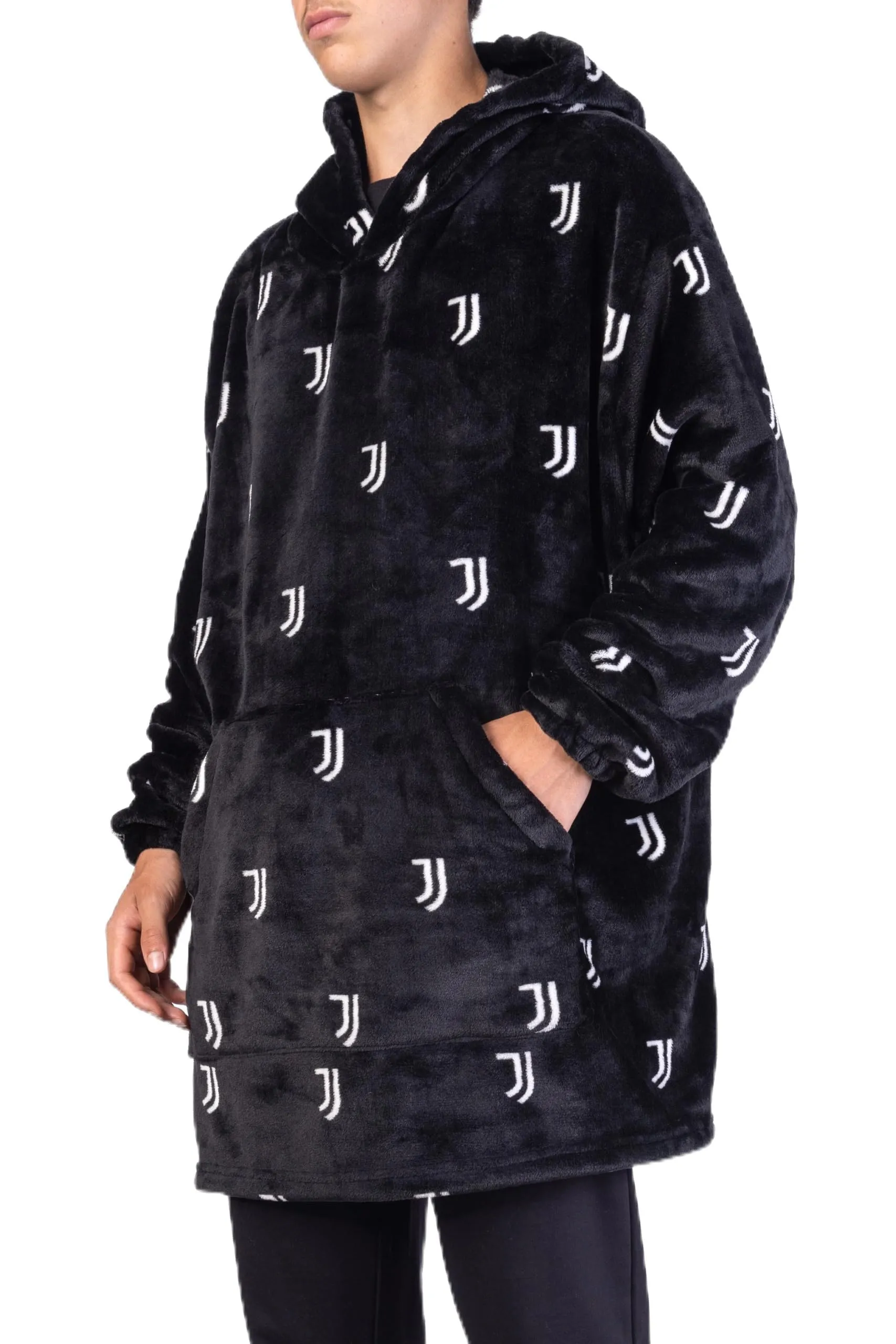 Hermet Juventus Plaid con Maniche e Cappuccio, Poncho Homewear, 100% Poliestere, Taglia Unica - immagine 1