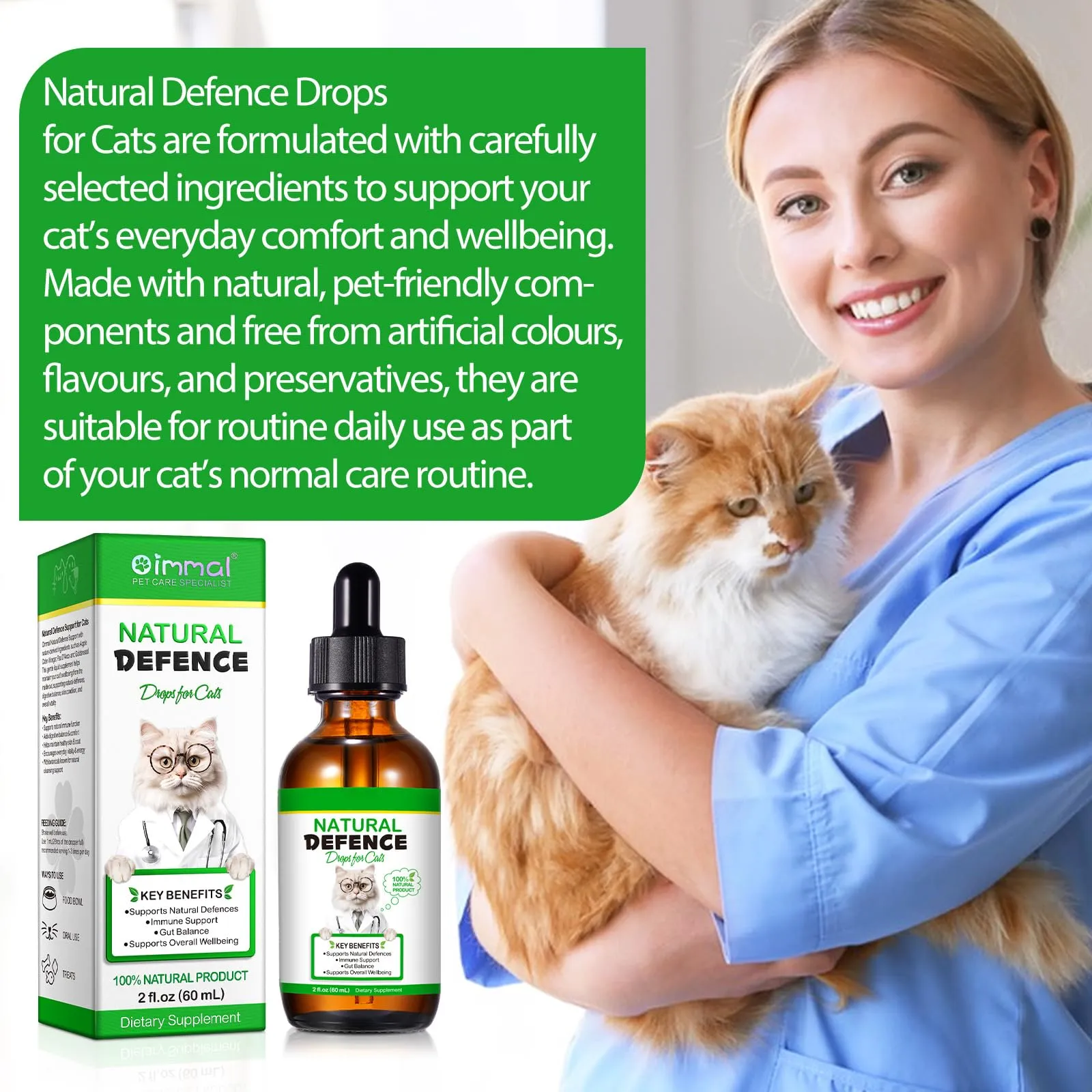 Bieyoc Antibiotici per Gatti, Supporto Sistema Immunitario e Sollievo da Infezioni e Allergie, Gusto Pollo, 60ml - immagine 6