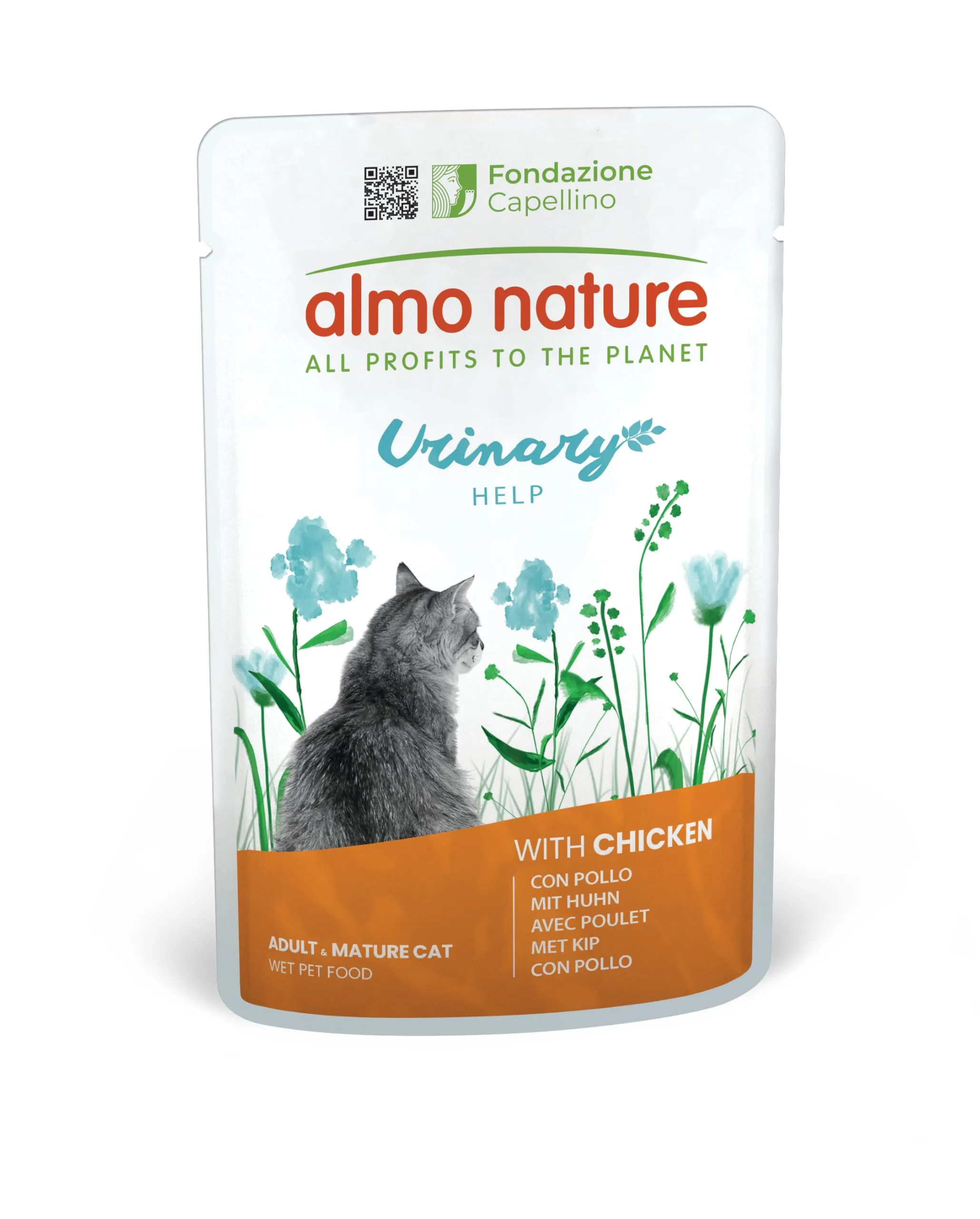 Almo Nature Functional Urinary Help Cibo Umido per Gatti Adulti al Pollo, 30 Buste da 70g - immagine 1