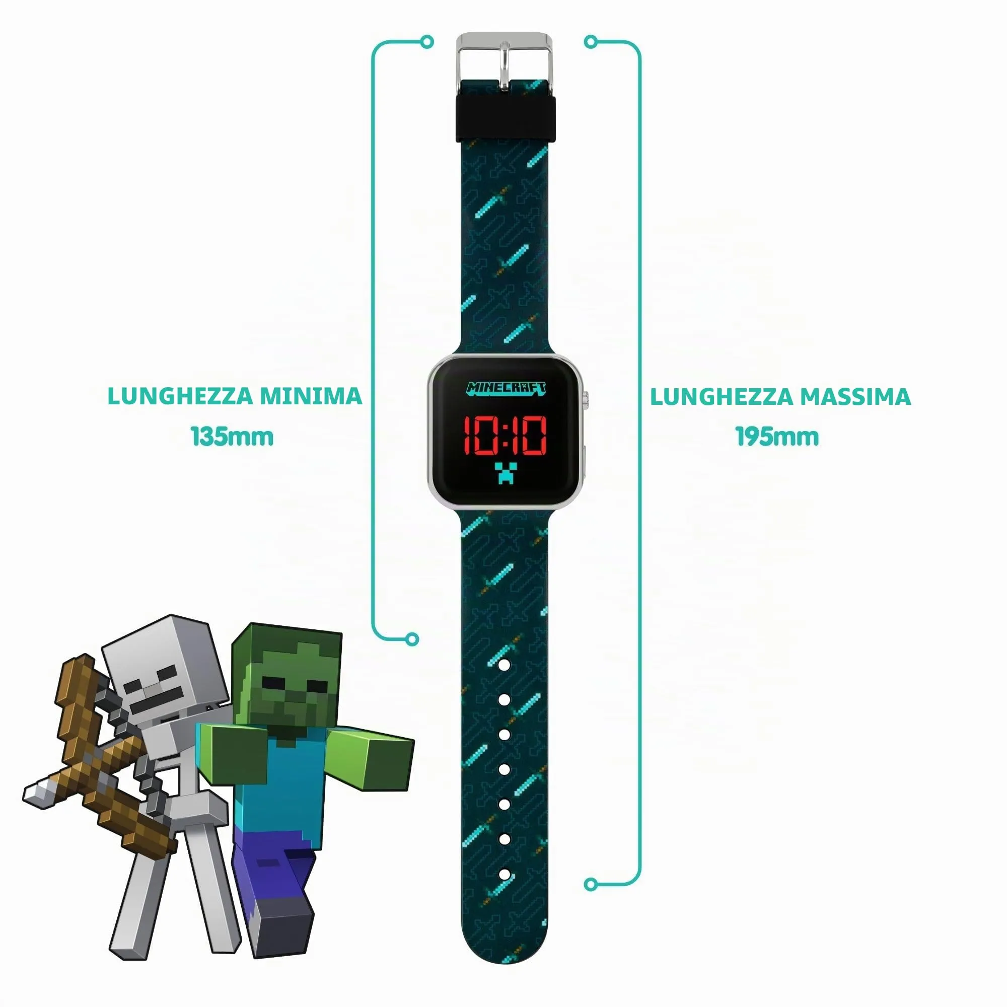 Minecraft Orologio Digitale al Quarzo MIN4097, Nero - immagine 4