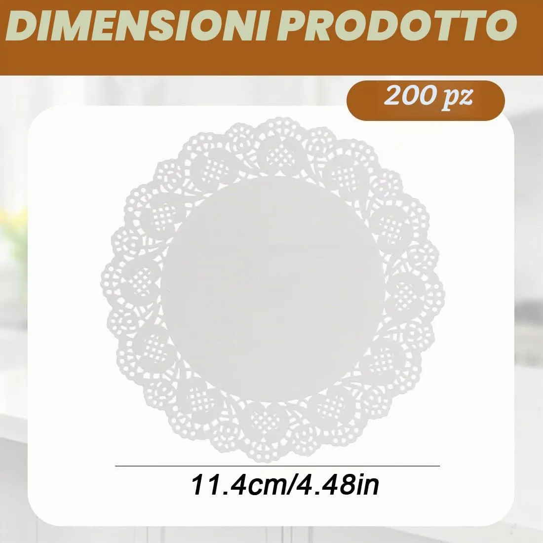 LYITZW Centrini Rotondi in Carta Pizzo, 200 Pezzi, Bianco, 4.5 pollici - immagine 2