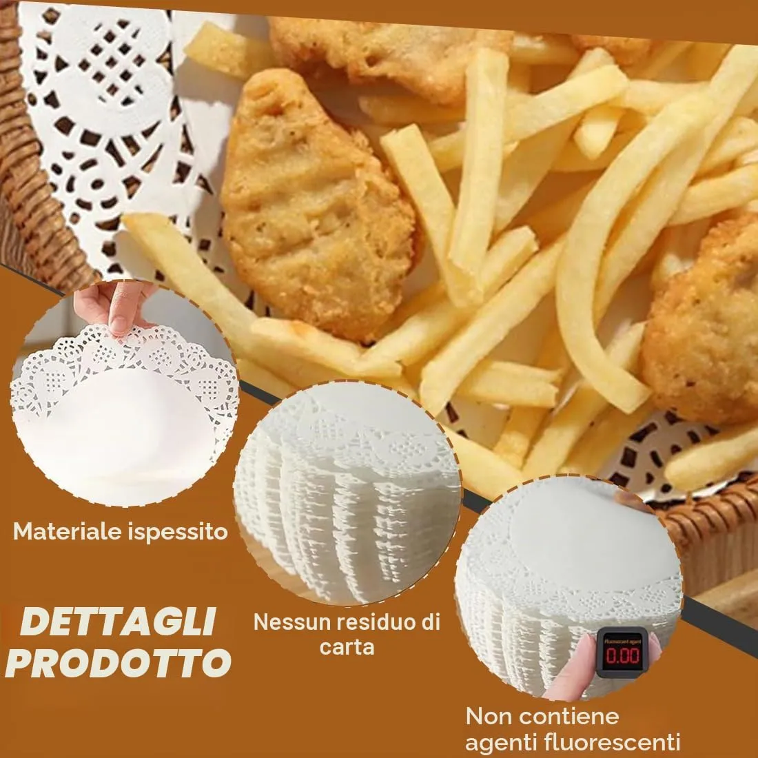 LYITZW Centrini Rotondi in Carta Pizzo, 200 Pezzi, Bianco, 4.5 pollici - immagine 3