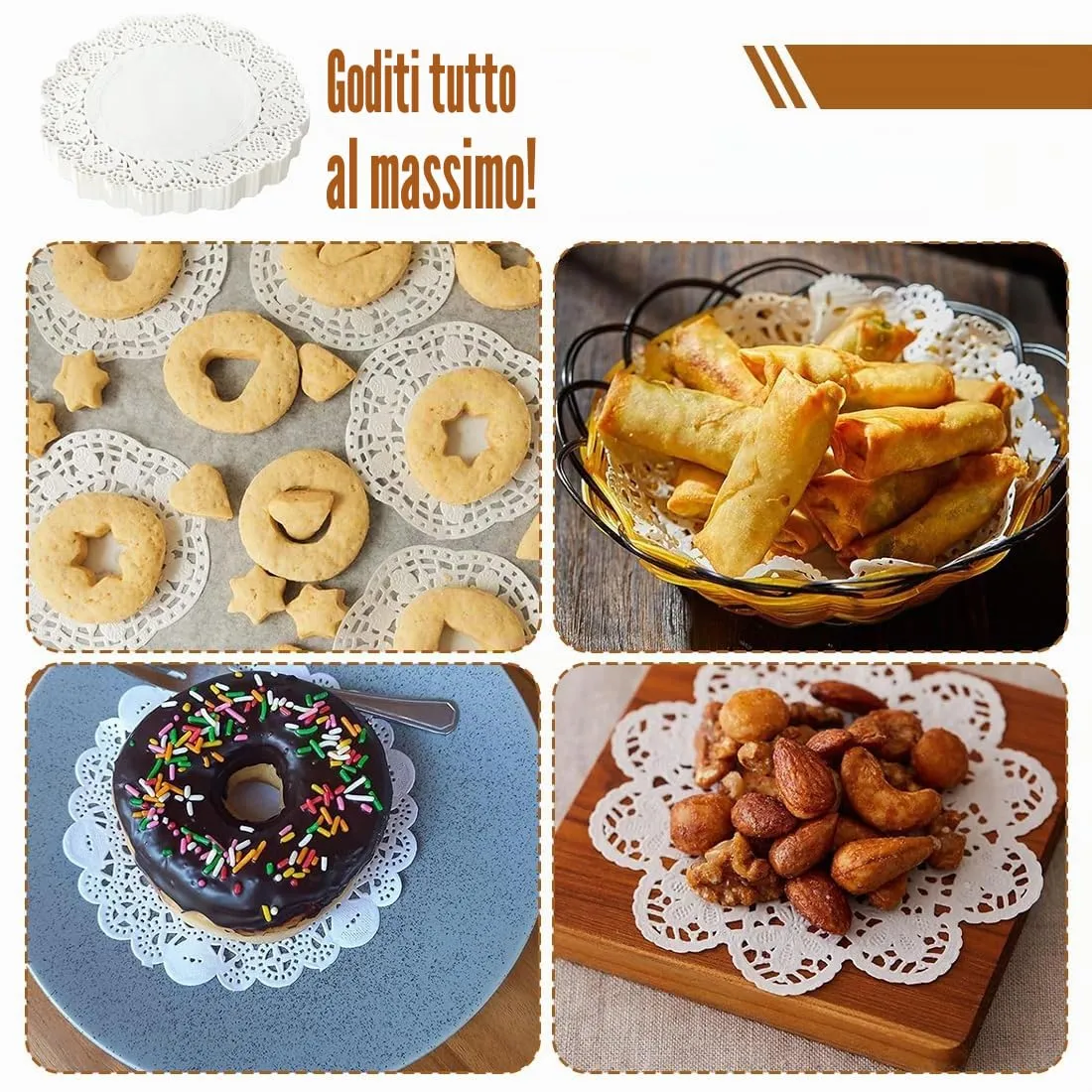 LYITZW Centrini Rotondi in Carta Pizzo, 200 Pezzi, Bianco, 4.5 pollici - immagine 5
