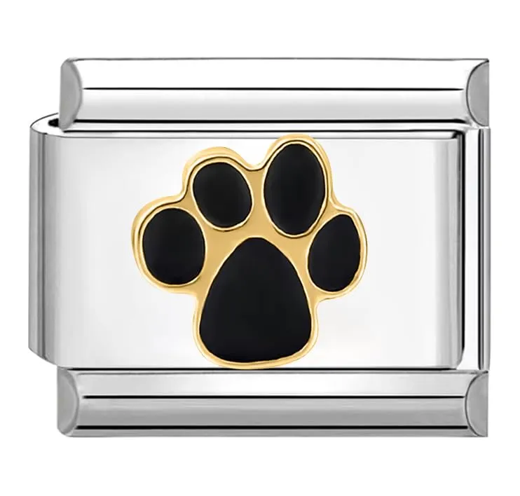 Quiges Modulo di charm in acciaio inox per braccialetti italiani, 9 mm, Nero - immagine 1