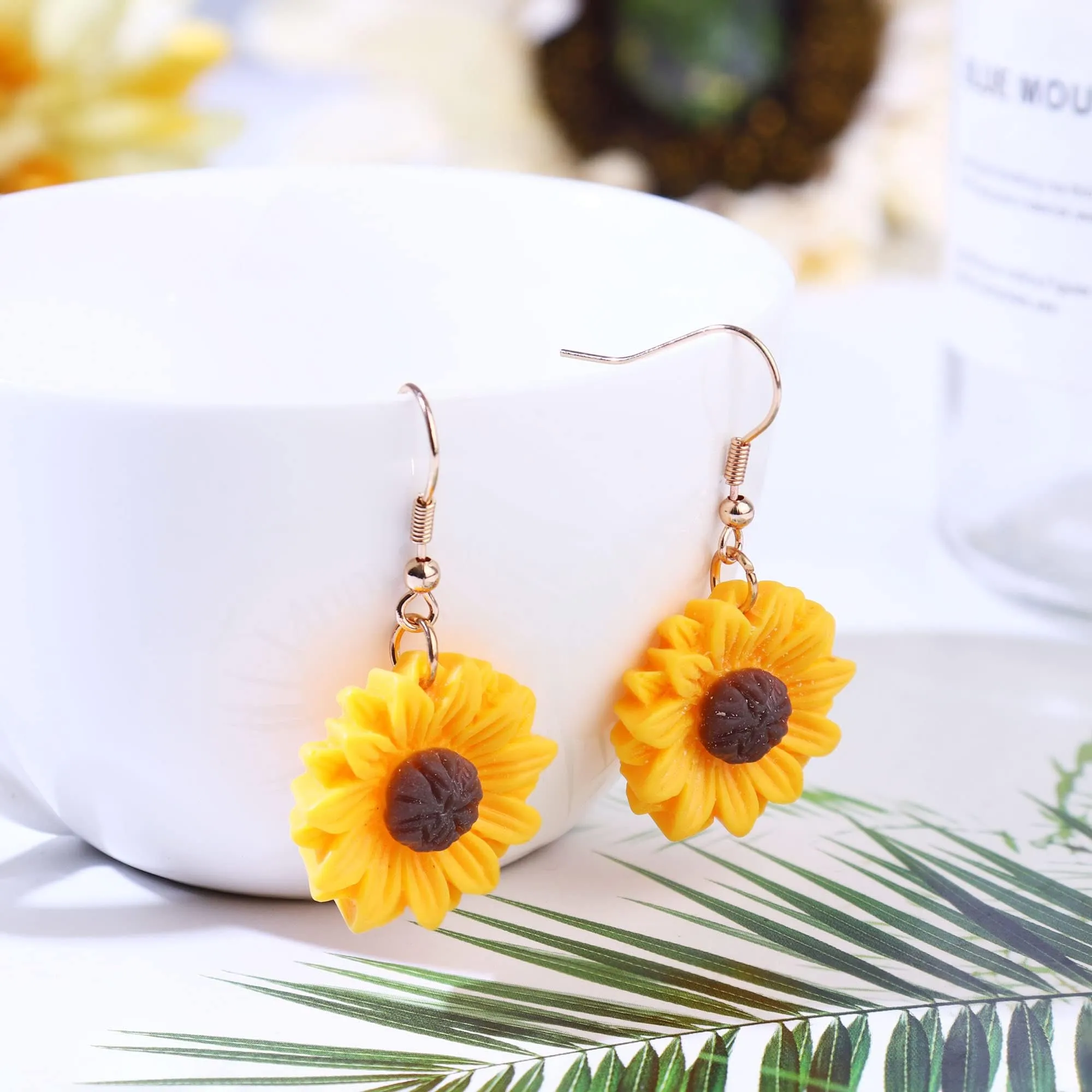 PPGGOPP Set Collana e Orecchini a Forma di Girasole per Donna e Ragazze, Giallo - immagine 6