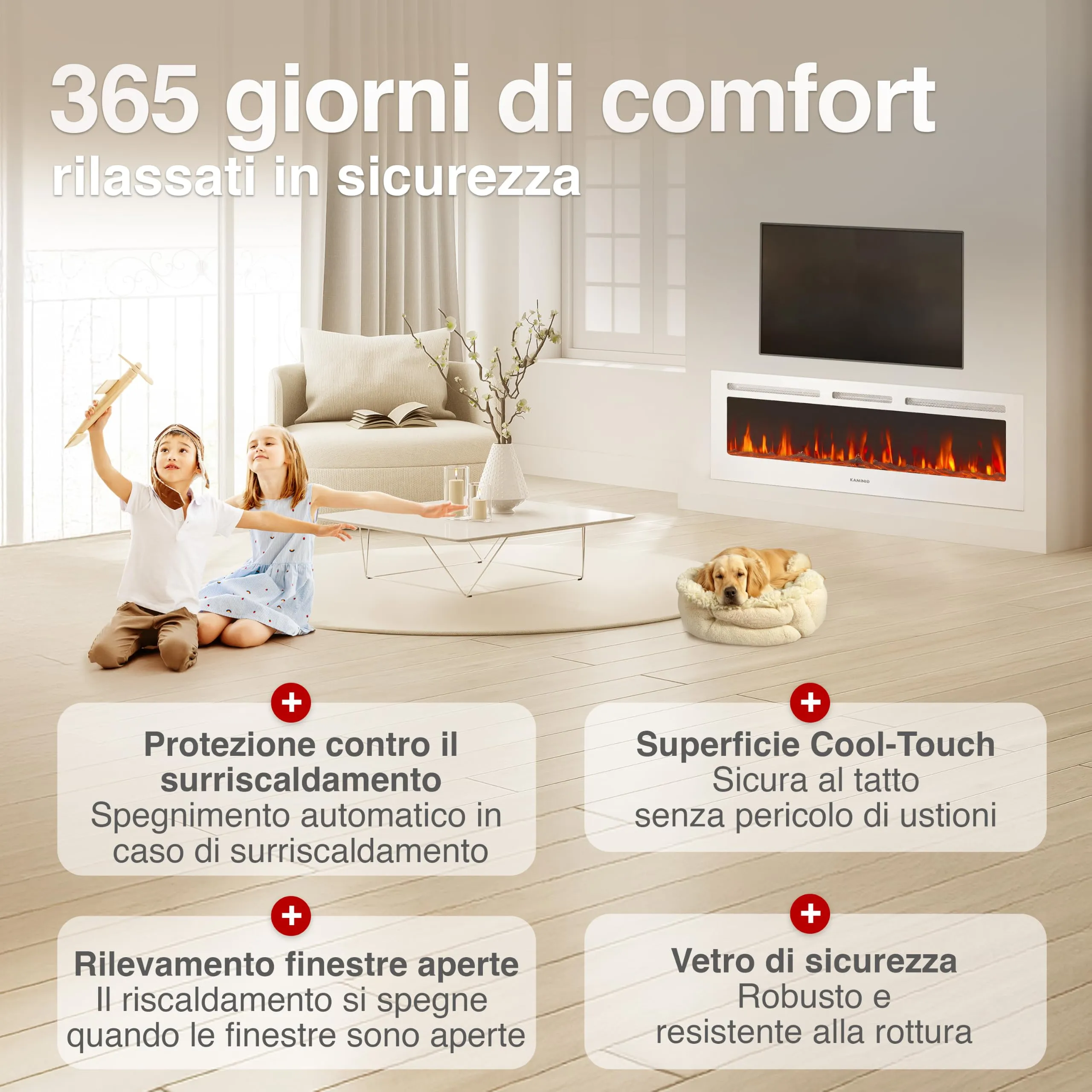 KAMINIO Marlon PRO 50 Camino Elettrico 50 pollici, Bianco - immagine 5