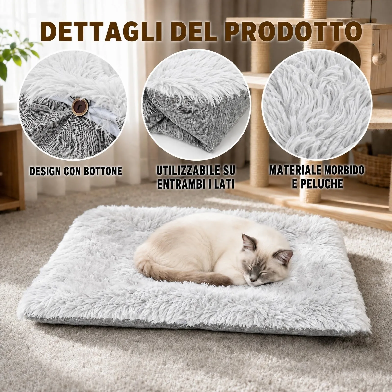 Solinorex Cuccia per Gatti e Cani Piccoli 2 in 1, Cuscino Lavabile, 60 x 50 cm, Grigio, Modello Leggero - immagine 5