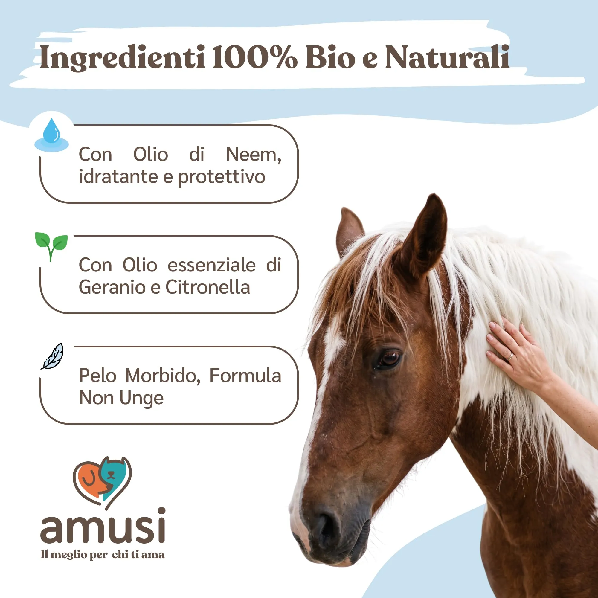 Amusi Olio di Neem per Cavalli Spray, Citronella e Geraniolo, 750 ml - immagine 3