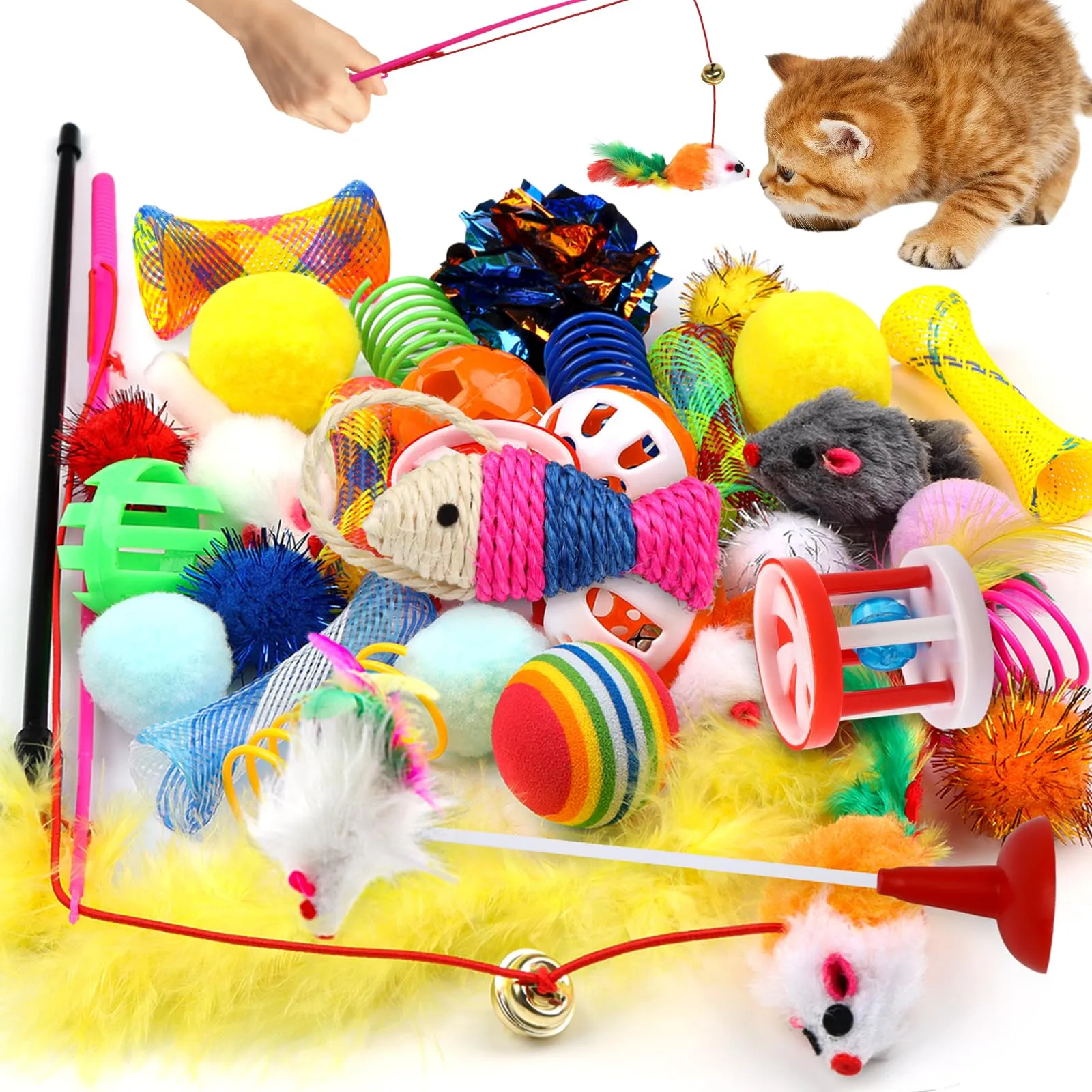 QUOZUO Giochi per Gatti, Set di 32 Pezzi di Giocattoli Interattivi per Gattini - immagine 1