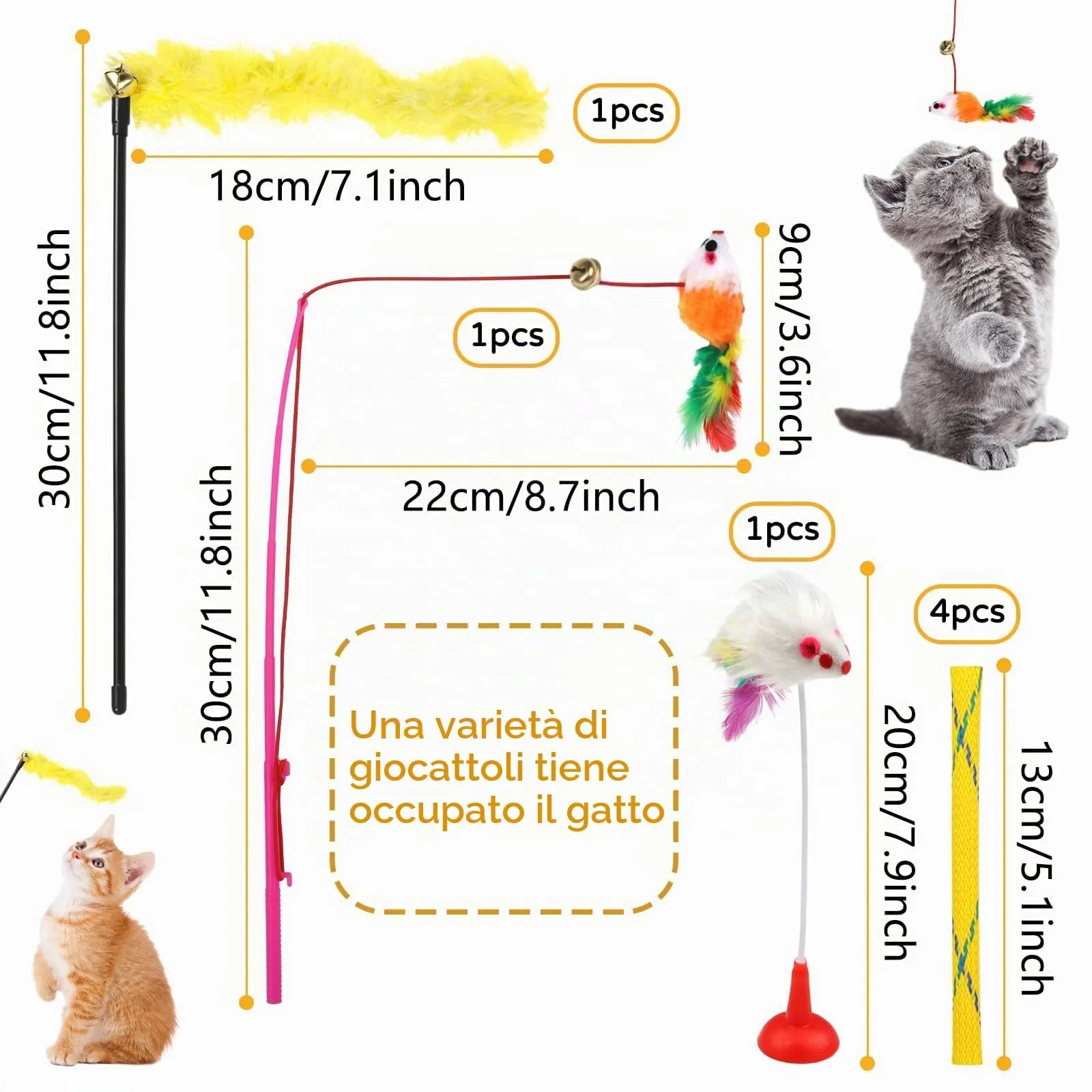 QUOZUO Giochi per Gatti, Set di 32 Pezzi di Giocattoli Interattivi per Gattini - immagine 2