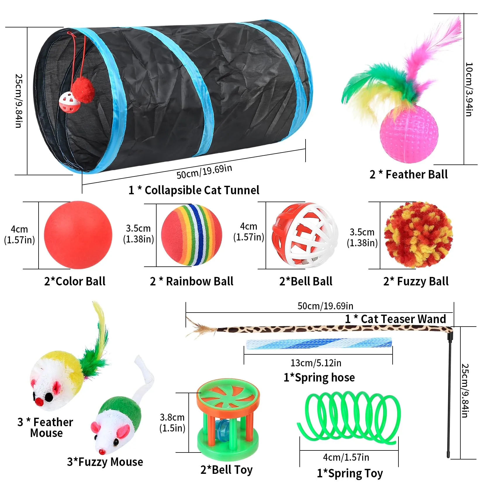 Gaomoeny Set di 22 Giochi per Gatto con Tunnel Interattivo - immagine 2