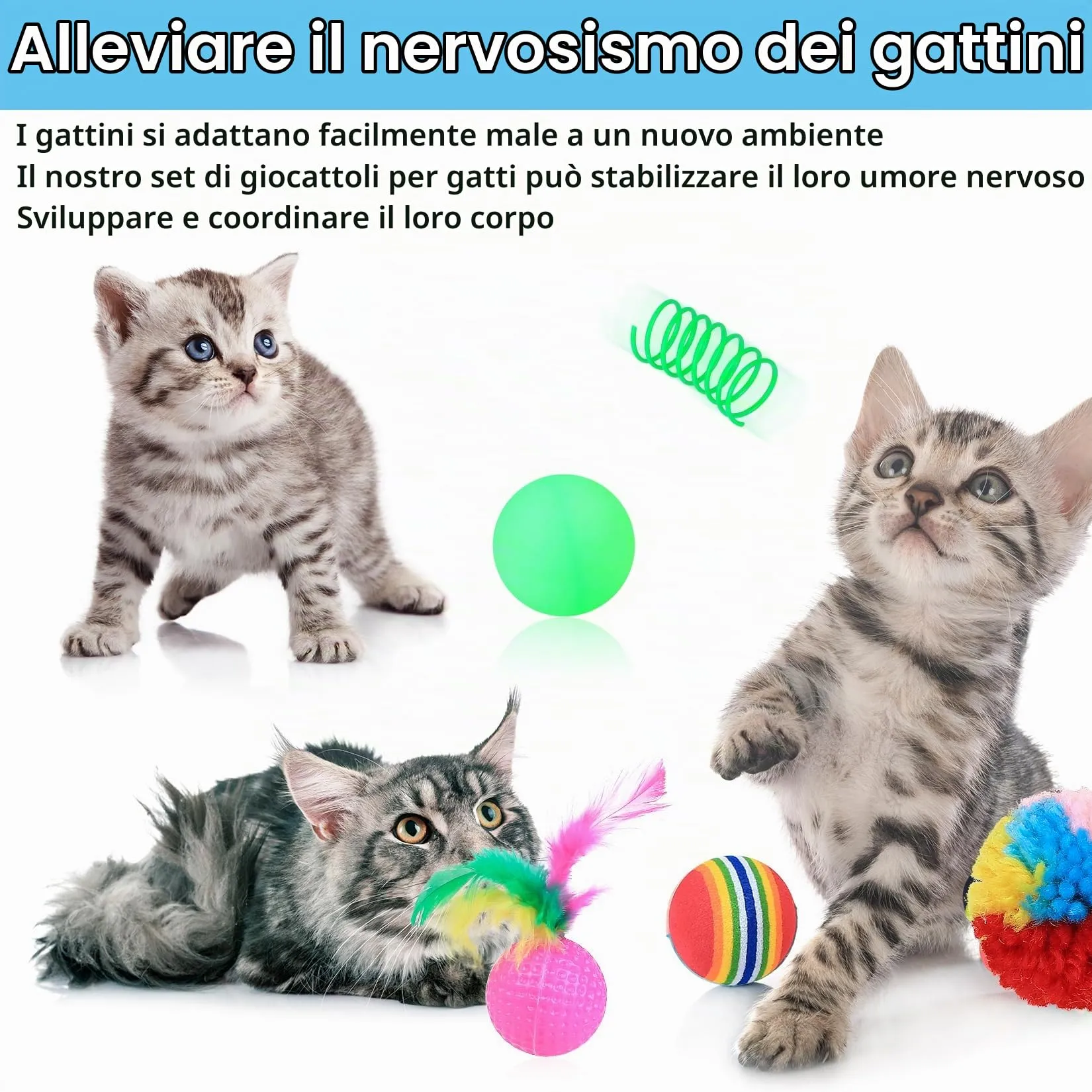 Gaomoeny Set di 22 Giochi per Gatto con Tunnel Interattivo - immagine 3