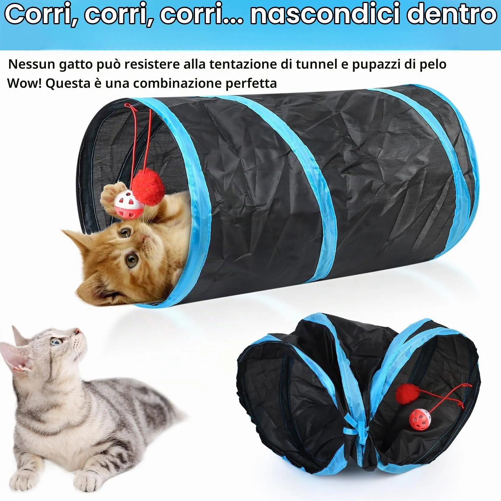 Gaomoeny Set di 22 Giochi per Gatto con Tunnel Interattivo - immagine 4