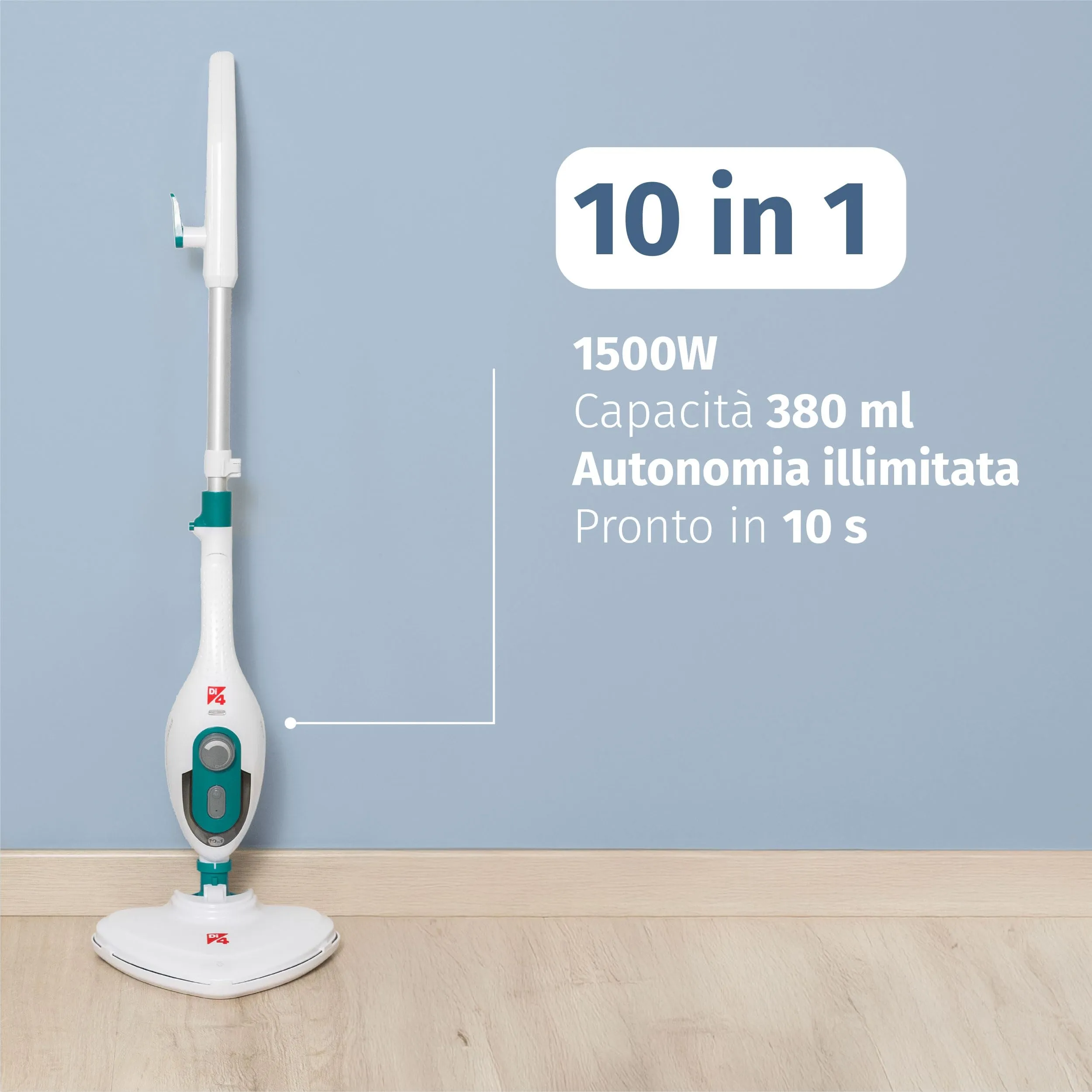 Di4 Steamclean Multi10 Max Scopa a Vapore Multifunzione 10 in 1, 1500 W - immagine 3