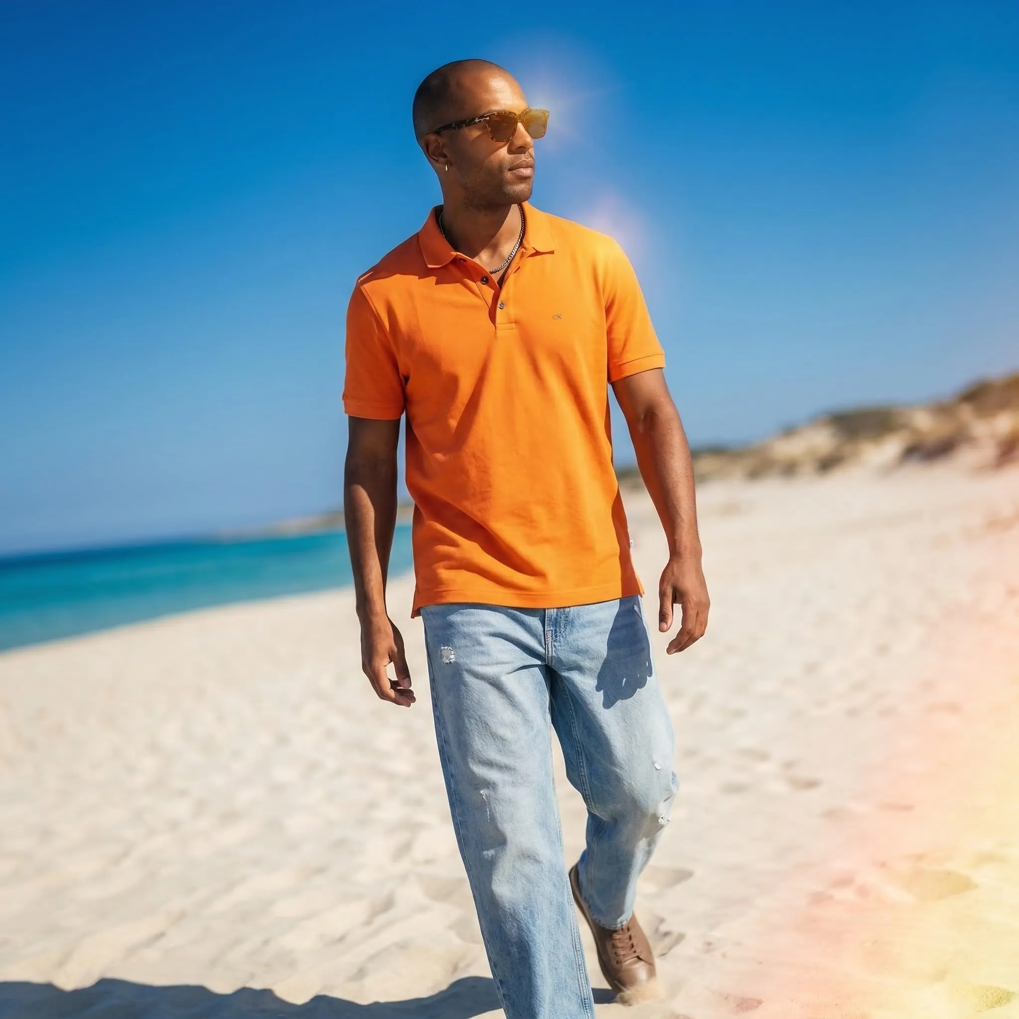 Calvin Klein Polo Golf Uomo Campus - Arancio - 5XL - immagine 8