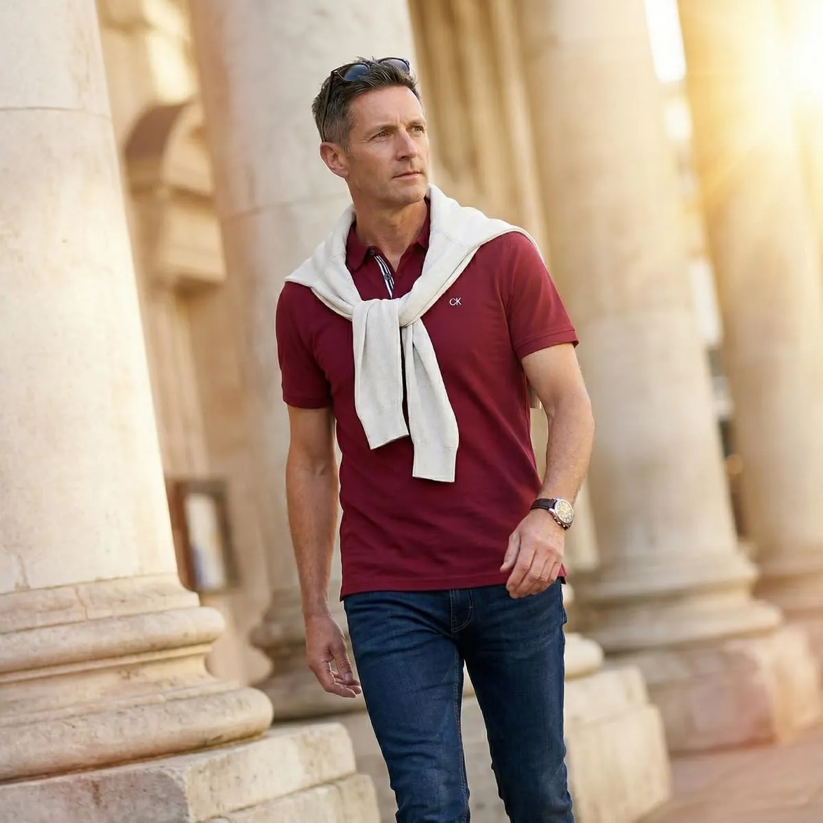 Calvin Klein Polo Golf Uomo Campus - Burgundy Sport - L - immagine 7