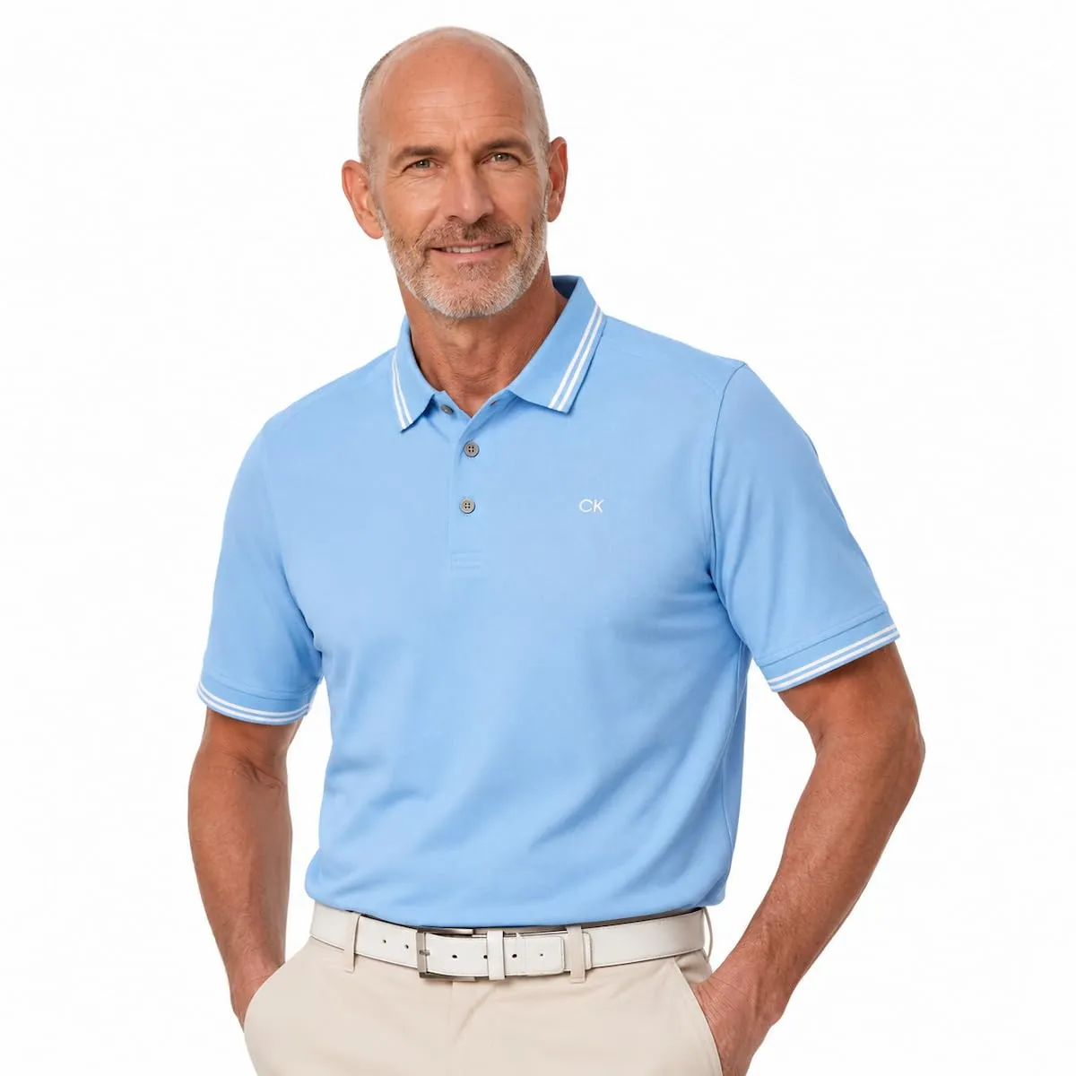 Calvin Klein Polo Golf Leggera Punta Campus Uomo - Sky Tipped - 4XL - immagine 2