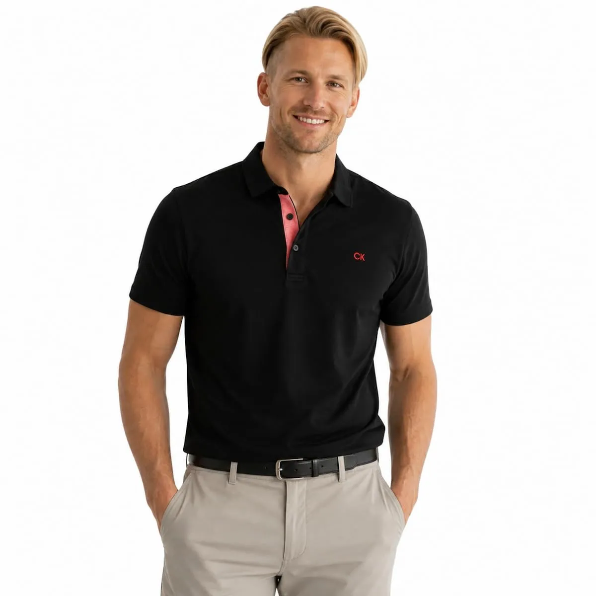 Calvin Klein Oxford Prep Campus Men's Piqué Golf Polo - Nero Pieno - M - immagine 2