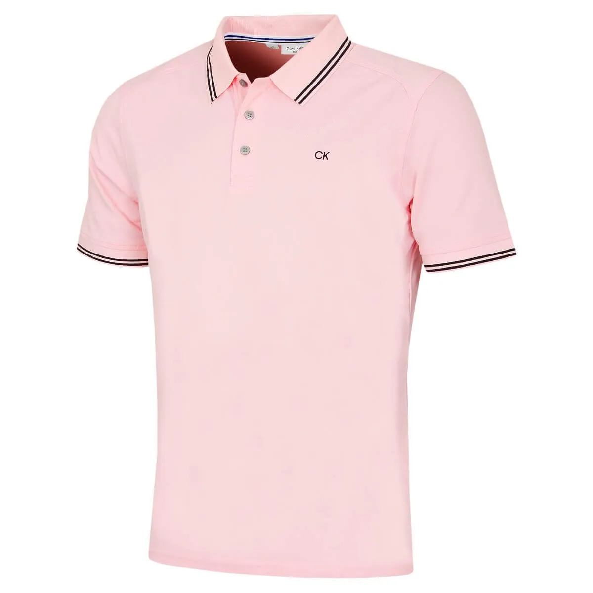 Calvin Klein Golf Leggera Punta Campus Polo Shirt - Baby Pink Tipped - S - immagine 1