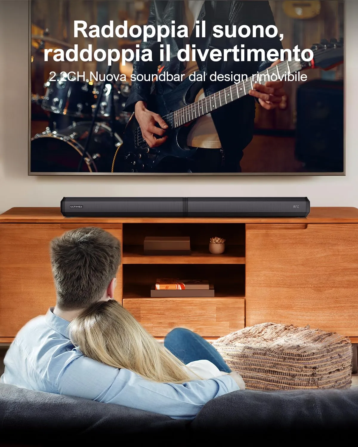 Ultimea Apollo S40 Pro Soundbar 2.2ch Detachable 2 in 1, Bluetooth 5.3, ARC/Ottico/Aux - immagine 2