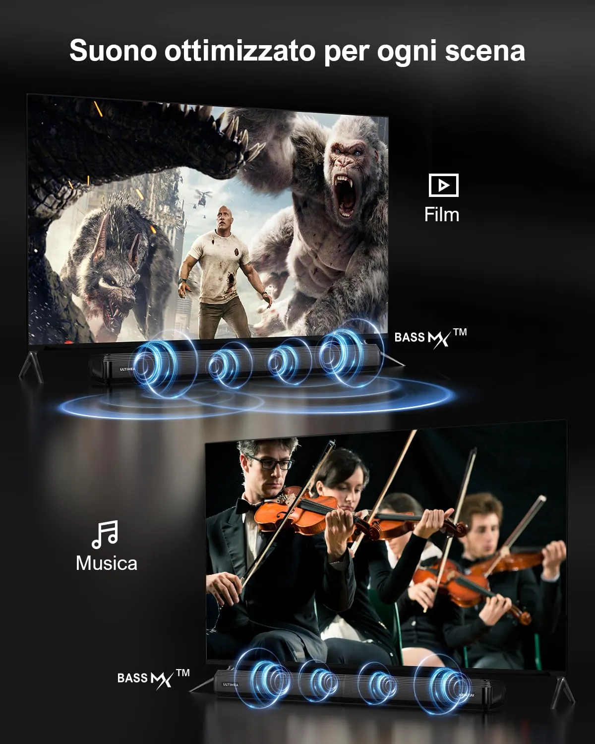 Ultimea Apollo S40 Pro Soundbar 2.2ch Detachable 2 in 1, Bluetooth 5.3, ARC/Ottico/Aux - immagine 3