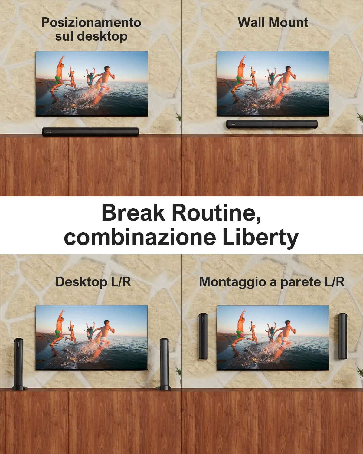 Ultimea Apollo S40 Pro Soundbar 2.2ch Detachable 2 in 1, Bluetooth 5.3, ARC/Ottico/Aux - immagine 7