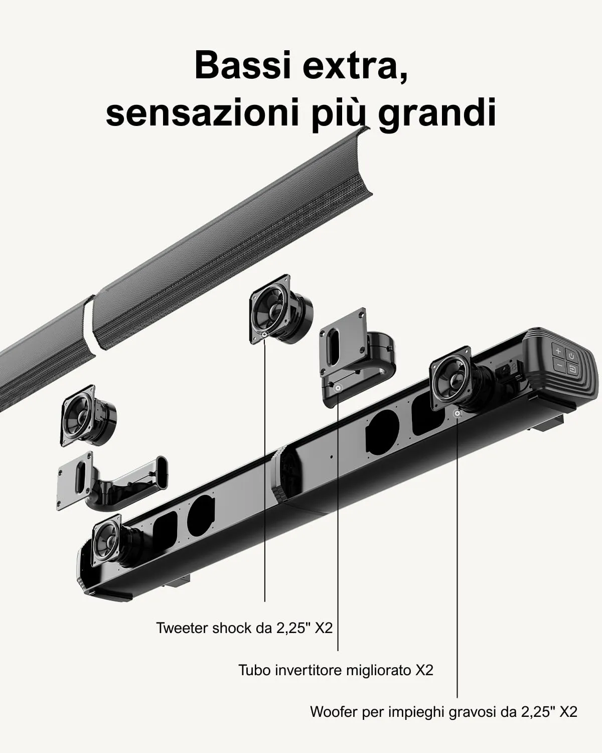 Ultimea Apollo S40 Pro Soundbar 2.2ch Detachable 2 in 1, Bluetooth 5.3, ARC/Ottico/Aux - immagine 8
