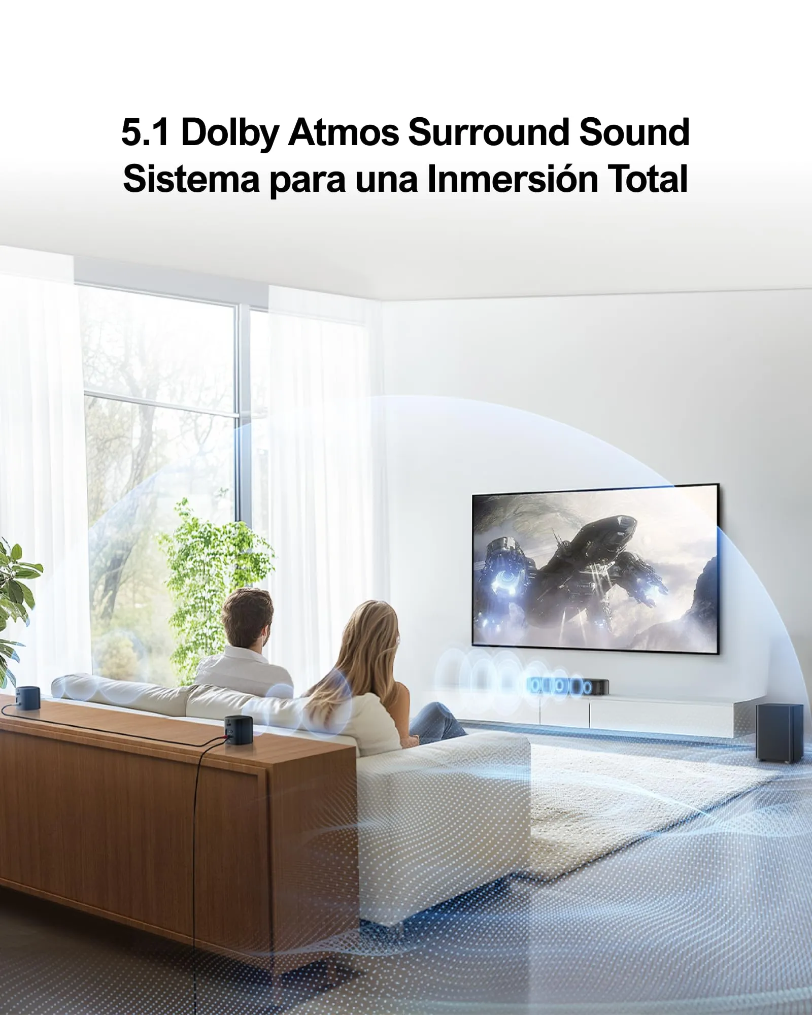 ULTIMEA Aura A50 Pro Soundbar 5.1ch con Dolby Atmos, Subwoofer, 2 Altoparlanti Surround e HDMI eARC - immagine 4