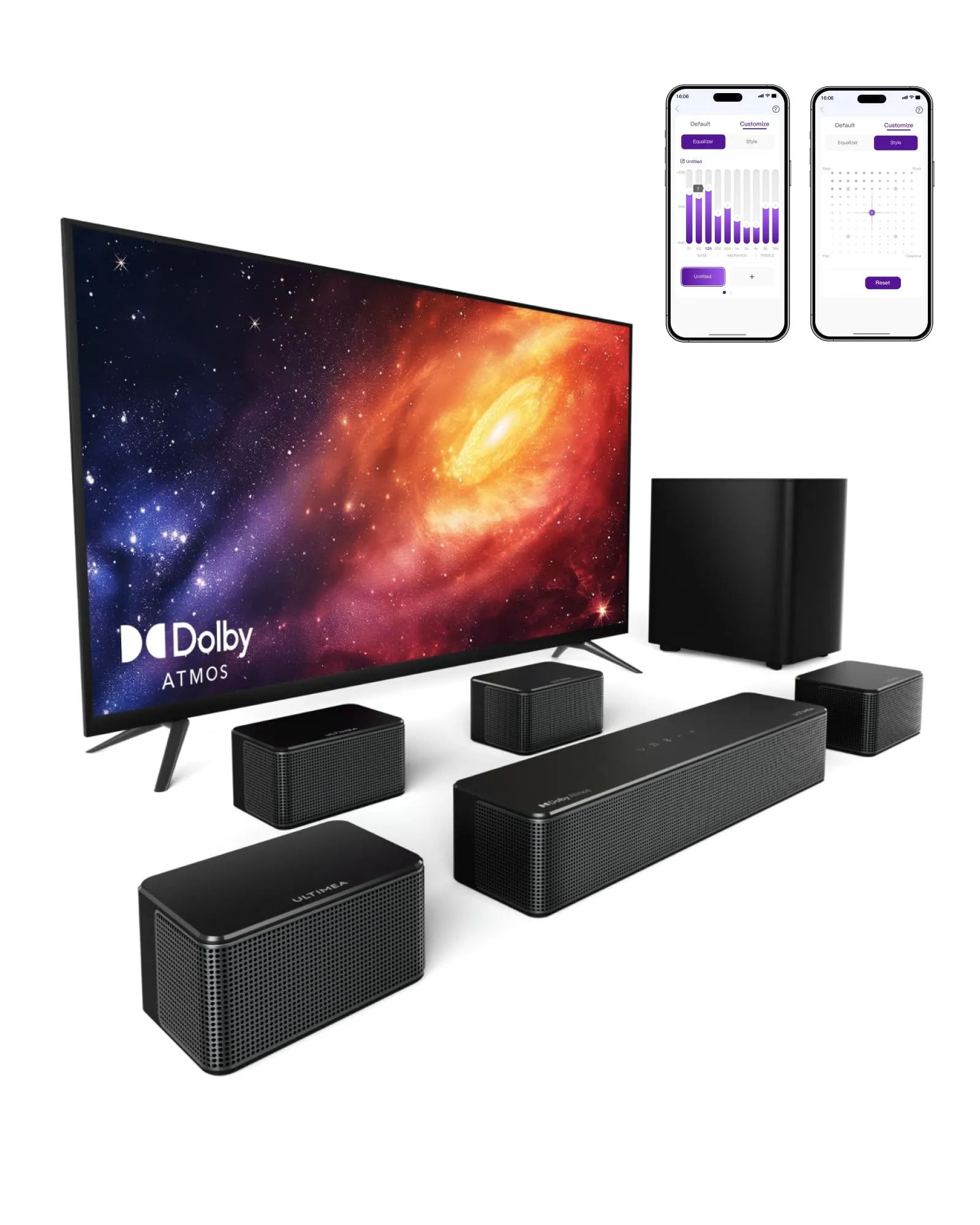 ULTIMEA Poseidon D80 7.1 Soundbar TV, 460W, Dolby Atmos, Wireless Subwoofer 6,5", 4 Altoparlanti Surround Cablati, Controllo App - immagine 1
