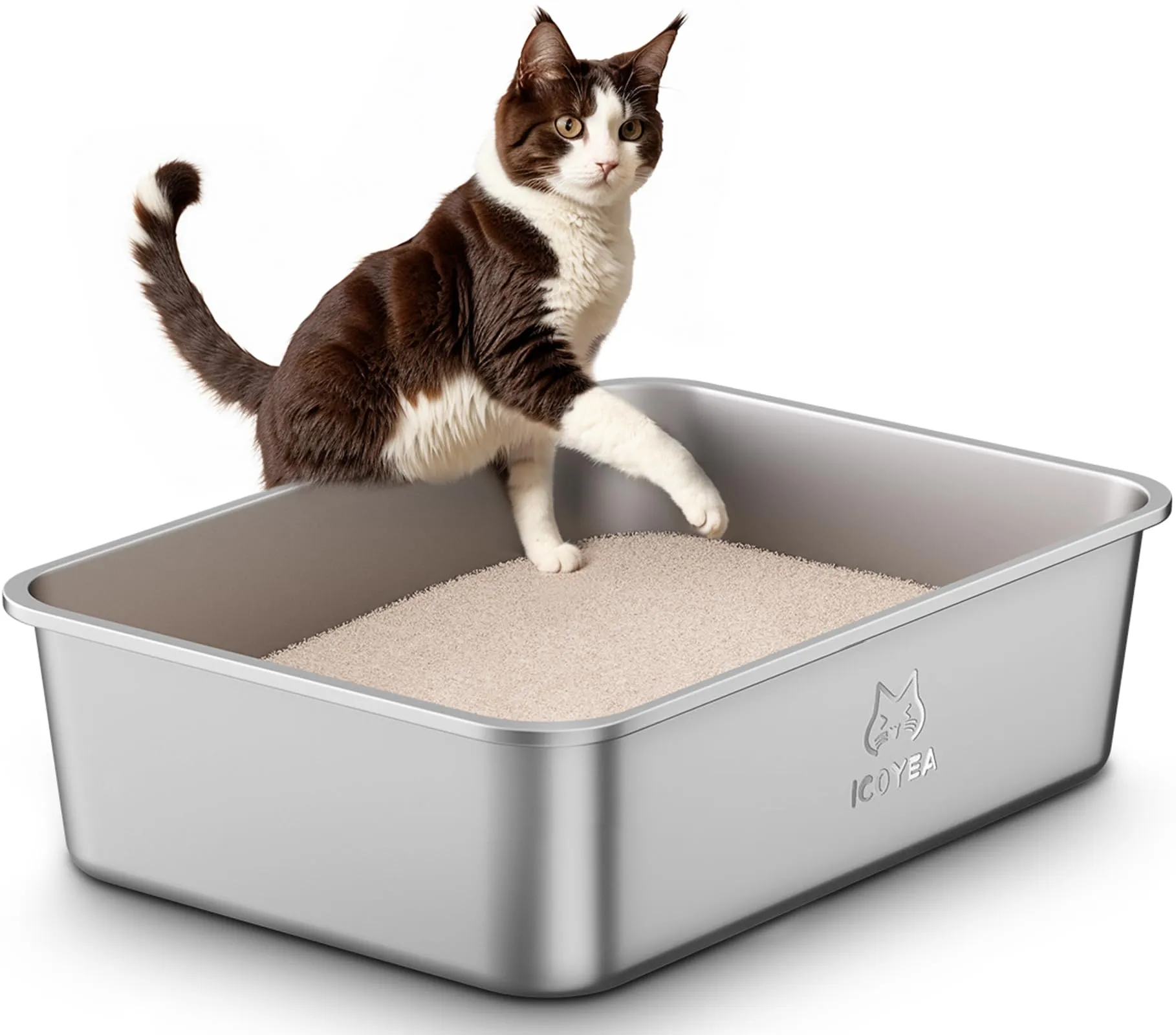 ICOYEA Lettiera in Acciaio Inox per Gatti, Conigli e Piccoli Animali, Serie ValuePro, 50x35x15 cm - immagine 1