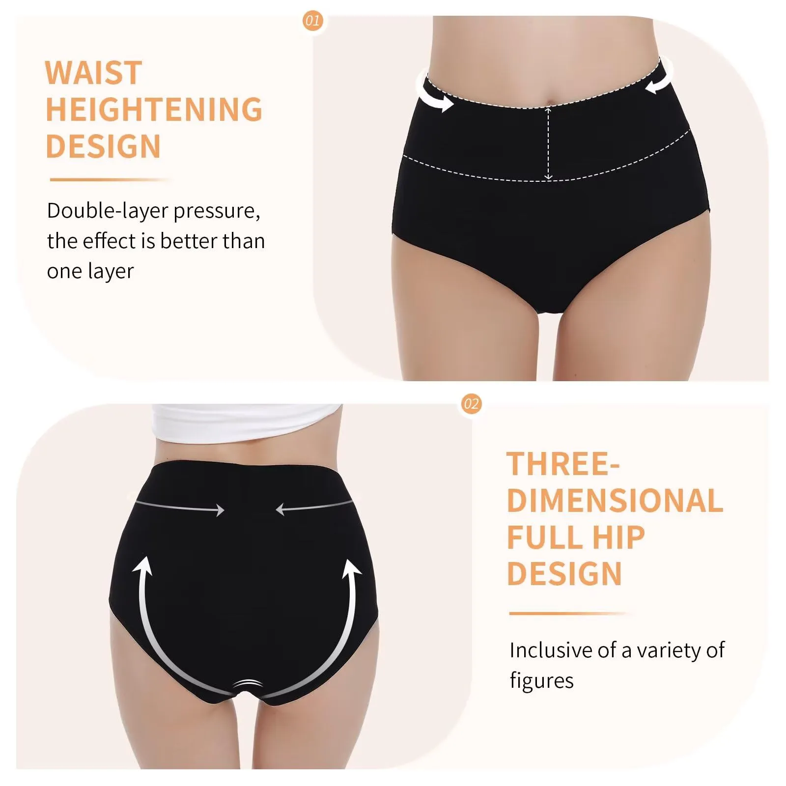 NUOZA Slip Donna in Cotone Post Parto, Mutande Vita Alta Pancia Piatta, Nero, M - immagine 4
