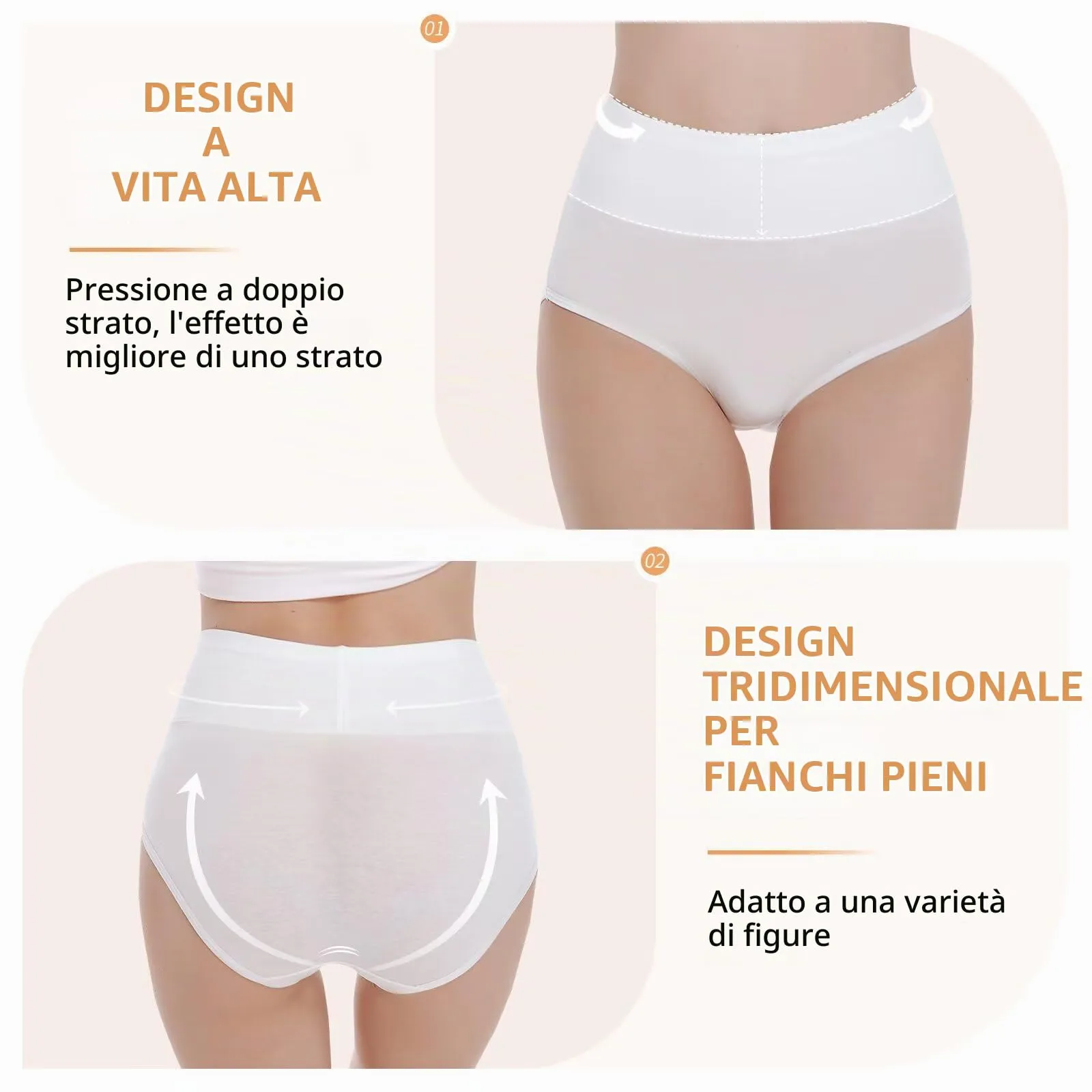 NUOZA Mutande Donna Cotone Vita Alta Intimo Culotte Post Parto Pancia Piatta Briefs 2XL - immagine 4