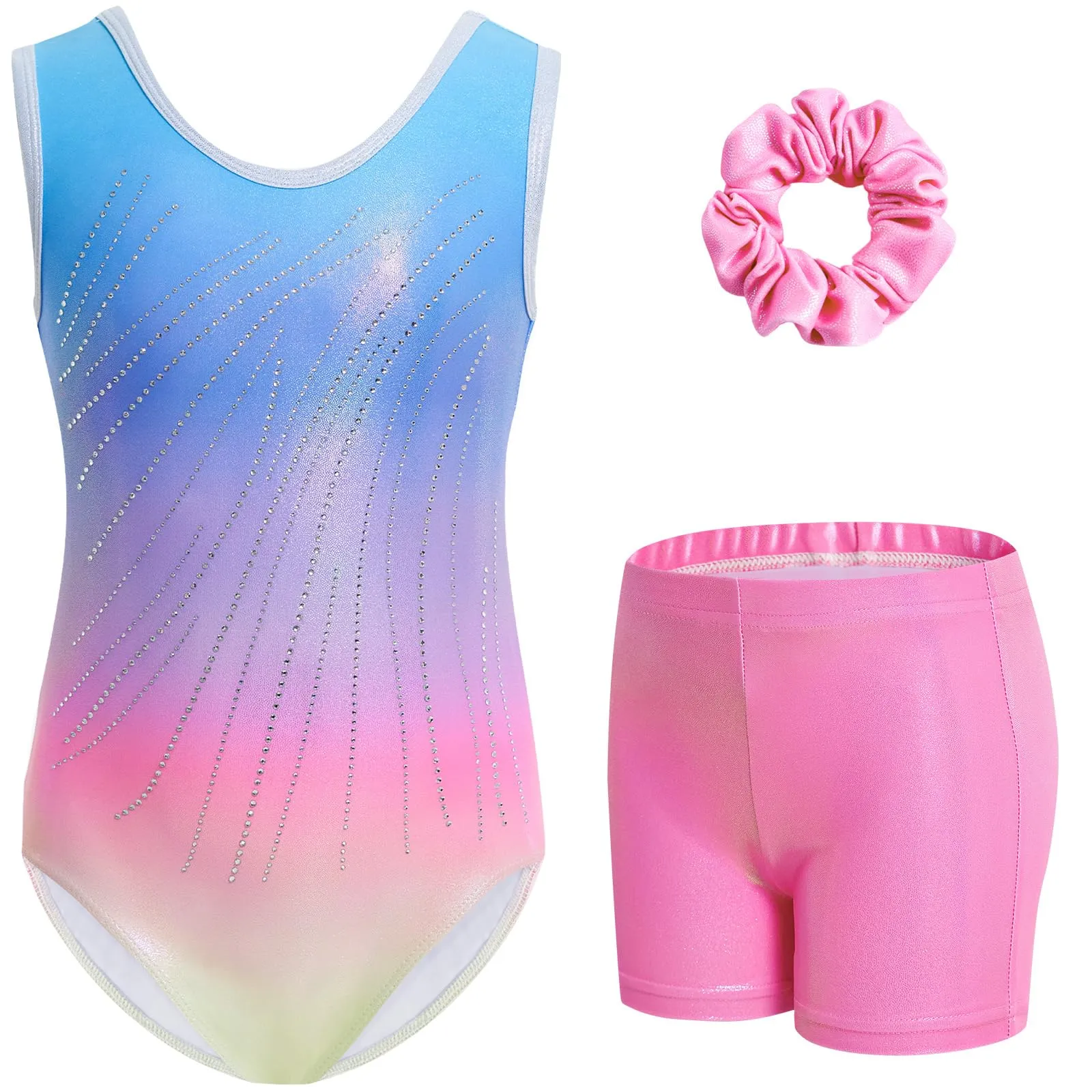Gogokids Set Body da Ginnastica Scintillante con Pantaloncini per Ragazze, 9-10 anni - immagine 1