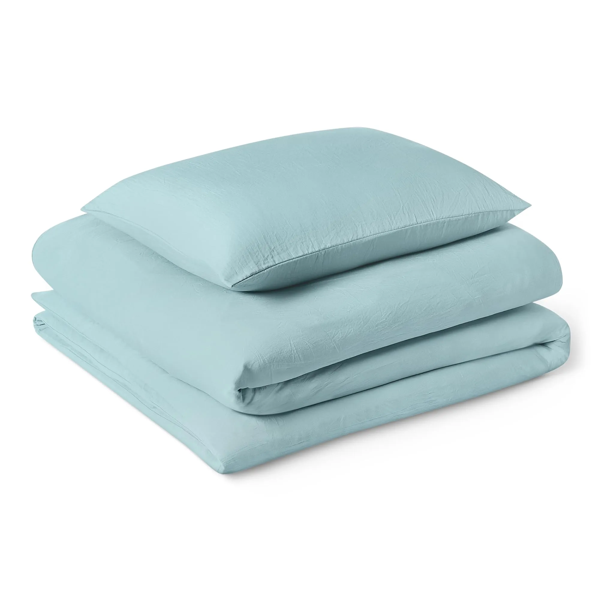 Amazon Basics Set Copripiumino Singolo in Microfibra, 135 x 200 cm e 1 Federa 50 x 80 cm, Blu - immagine 1