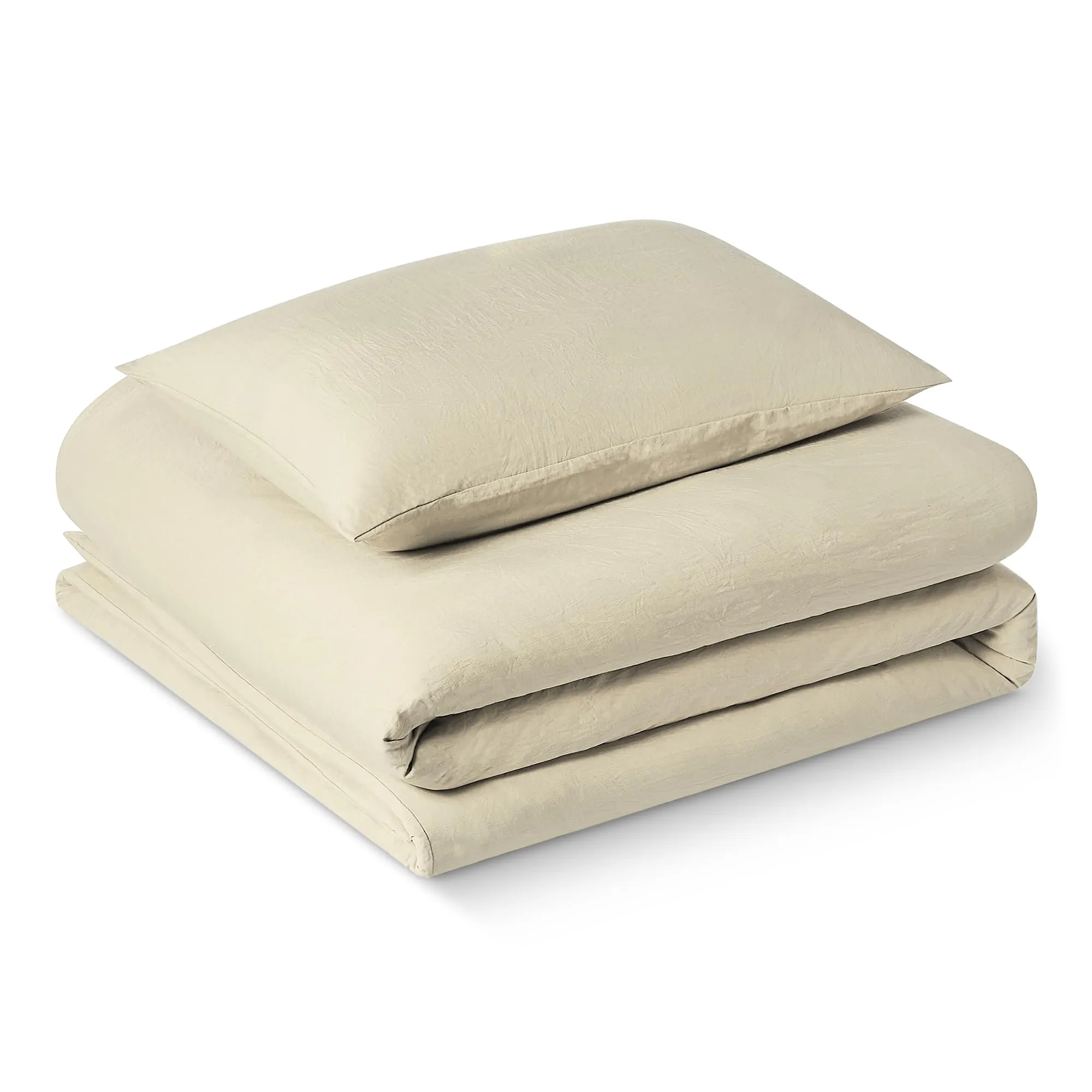Amazon Basics Set Copripiumino Singolo in Microfibra, 135 x 200 cm e Federa 50 x 80 cm, Beige - immagine 1